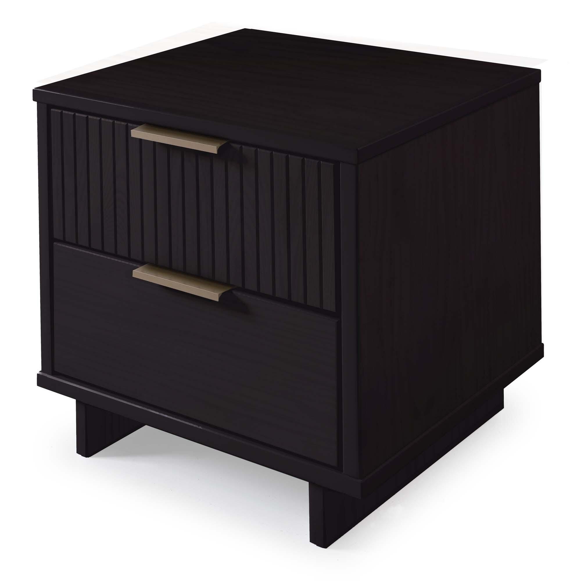Manhattan Comfort Granville 18" 2 Drawer Nightstand, Black, large