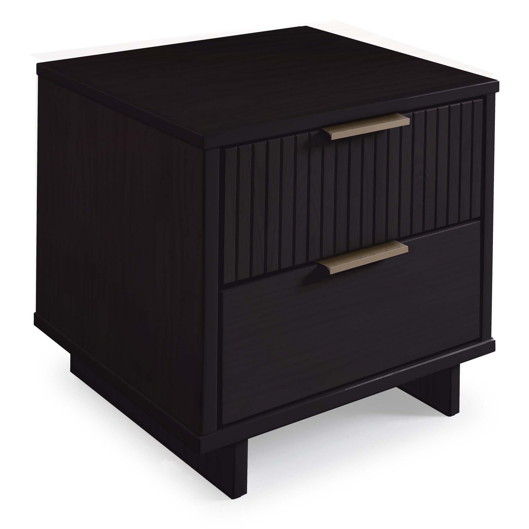 Manhattan Comfort Granville 18" 2 Drawer Nightstand, Black, large