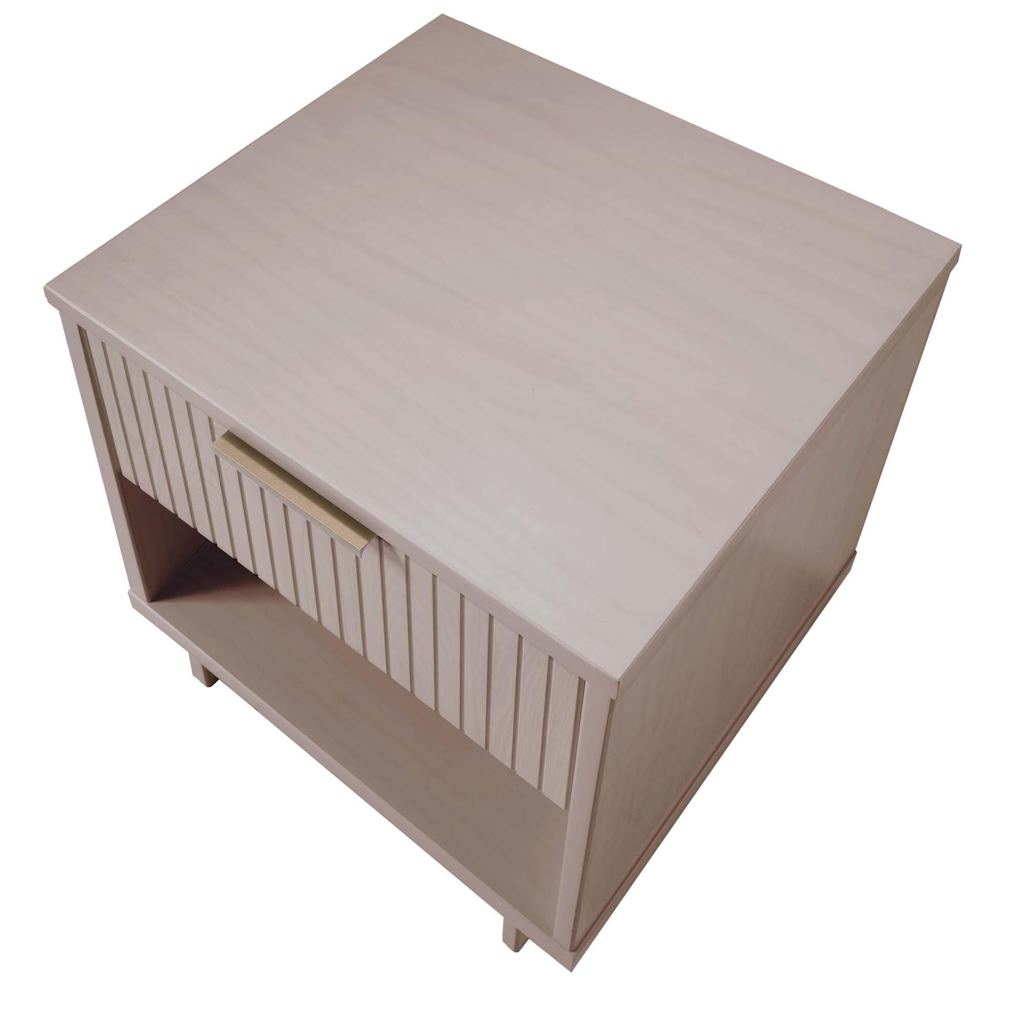Manhattan Comfort Granville 18" 1 Drawer Nightstand, Light Gray, large