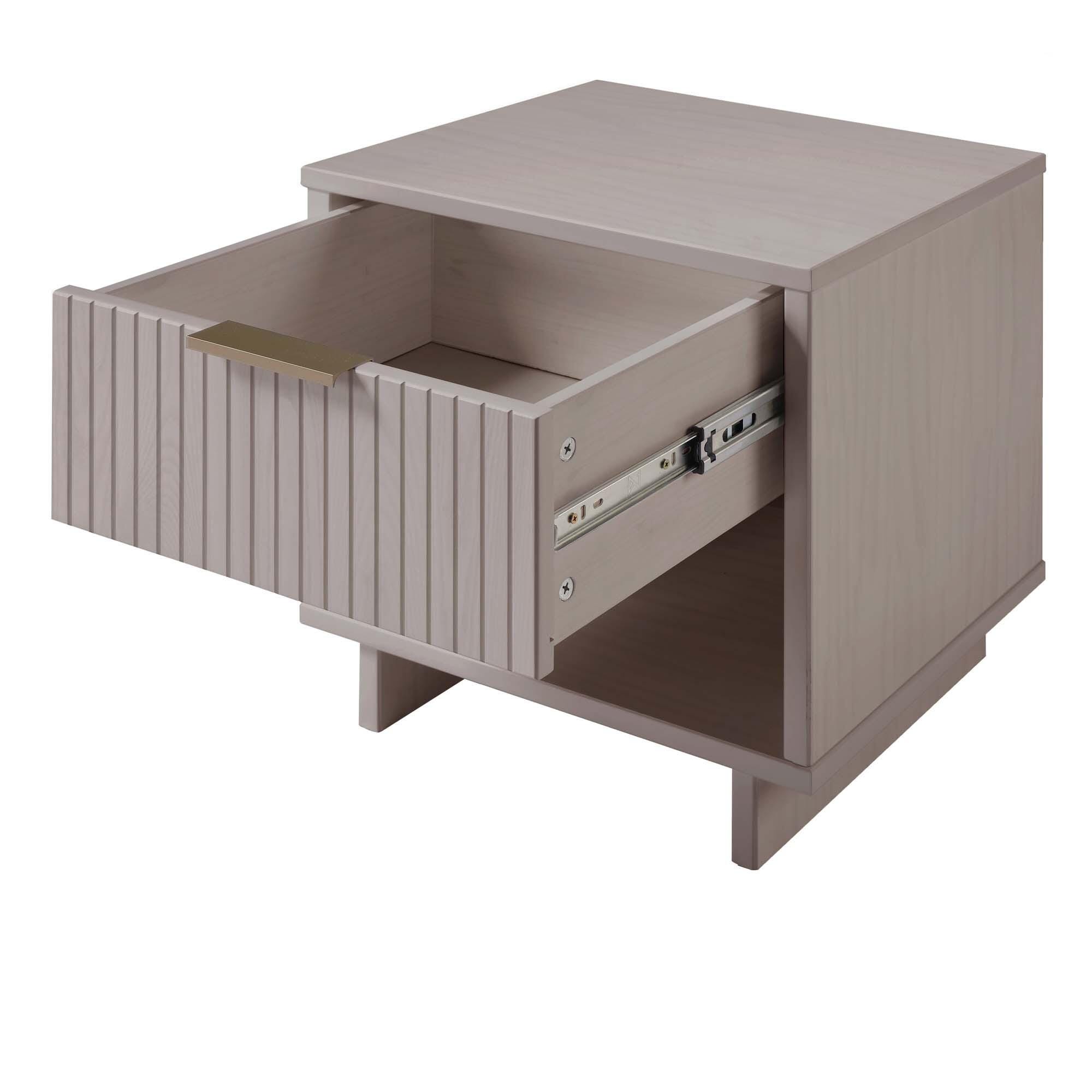 Manhattan Comfort Granville 18" 1 Drawer Nightstand, Light Gray, large