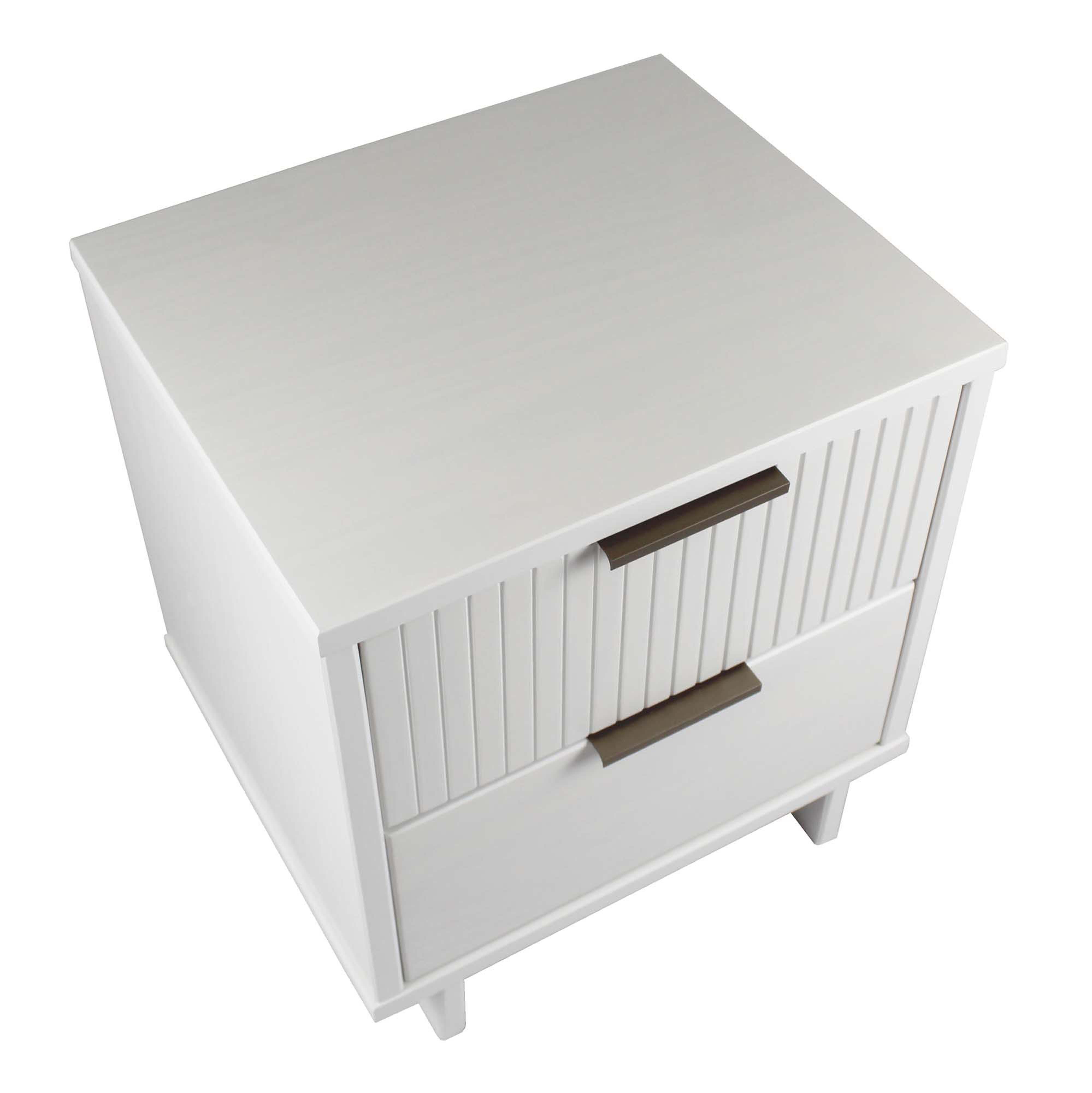 Manhattan Comfort Granville 18" 2 Drawer Nightstand, White, large
