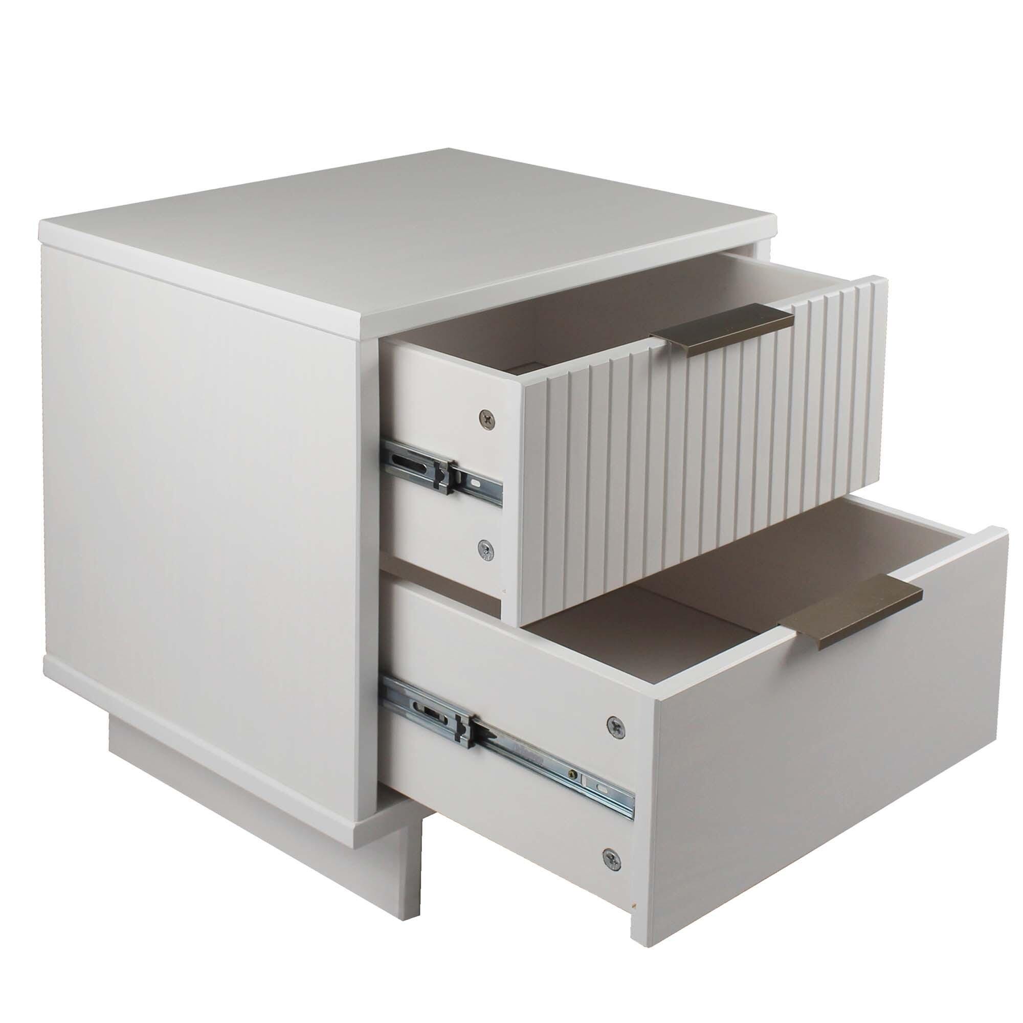 Manhattan Comfort Granville 18" 2 Drawer Nightstand, White, large