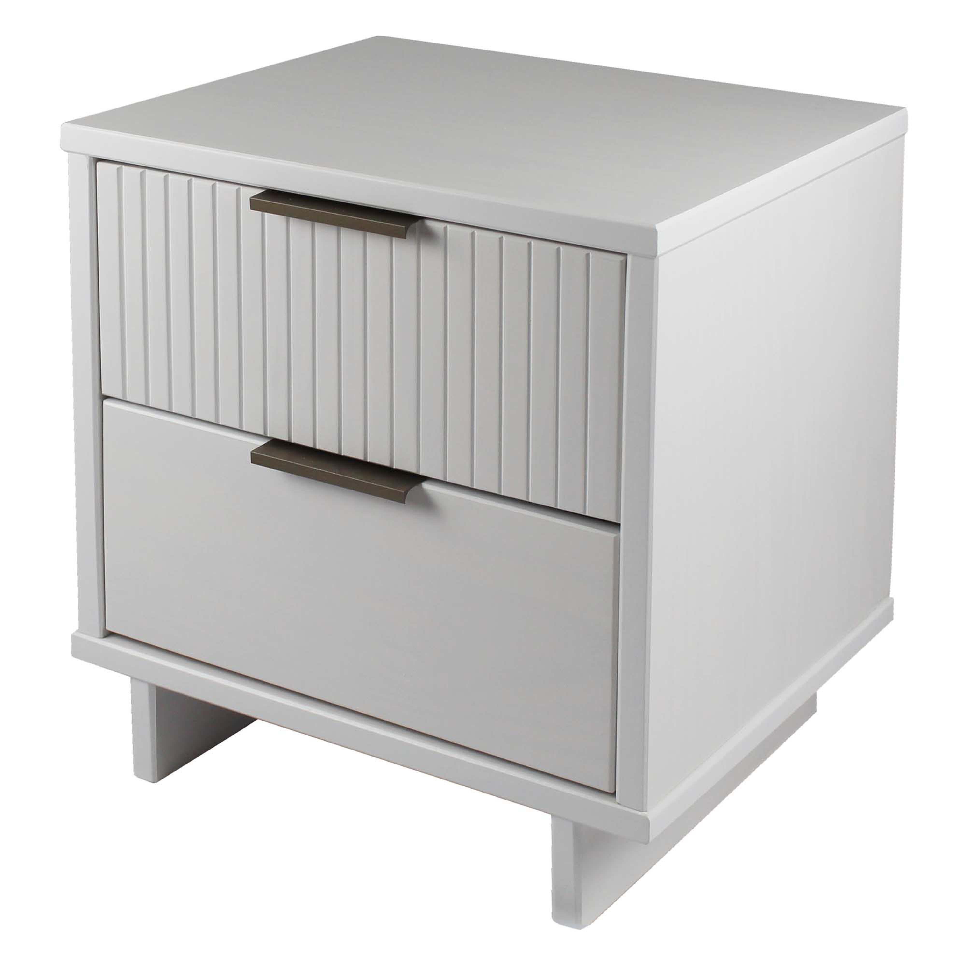 Manhattan Comfort Granville 18" 2 Drawer Nightstand, White, large