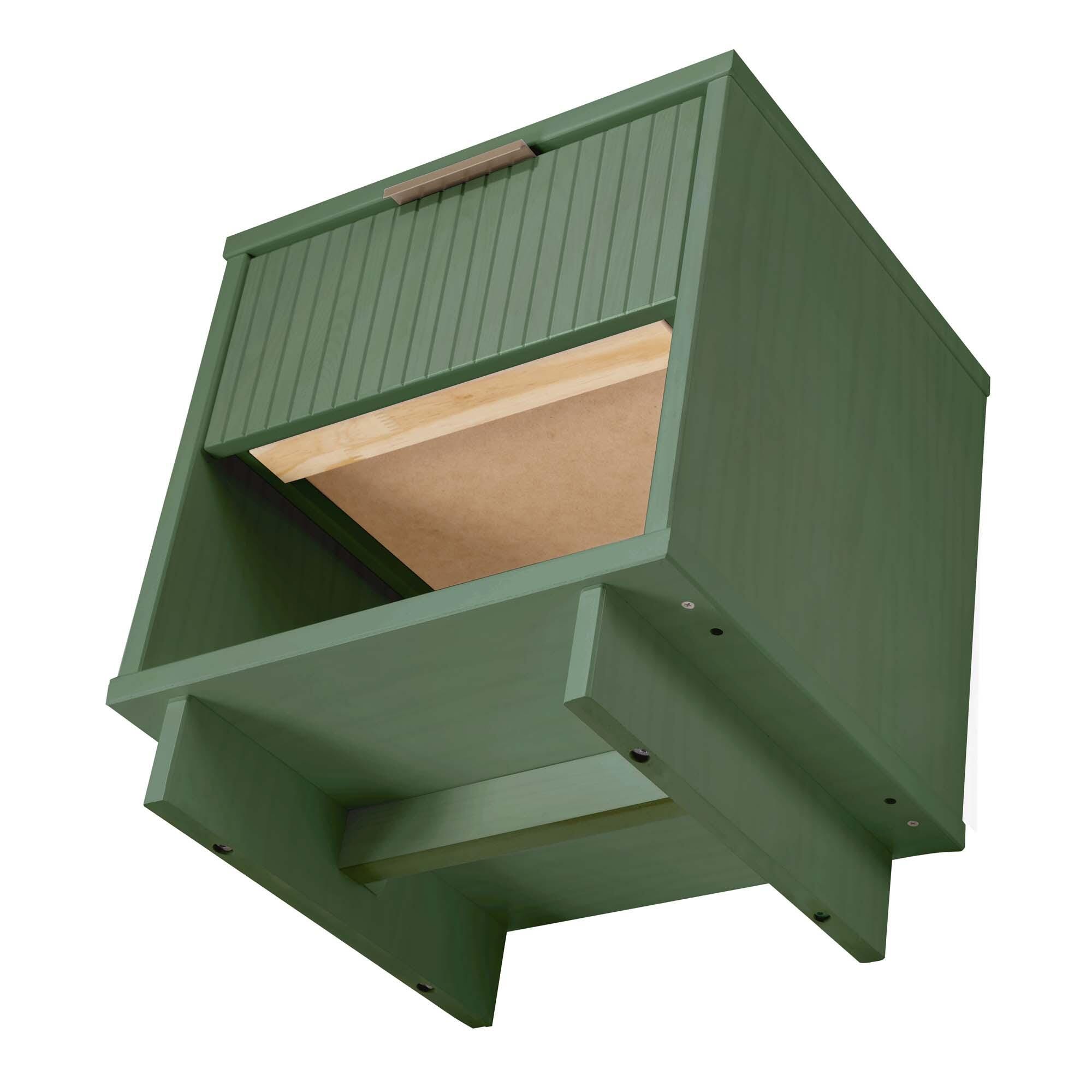 Manhattan Comfort Granville 18" 1 Drawer Nightstand, Sage Green, large