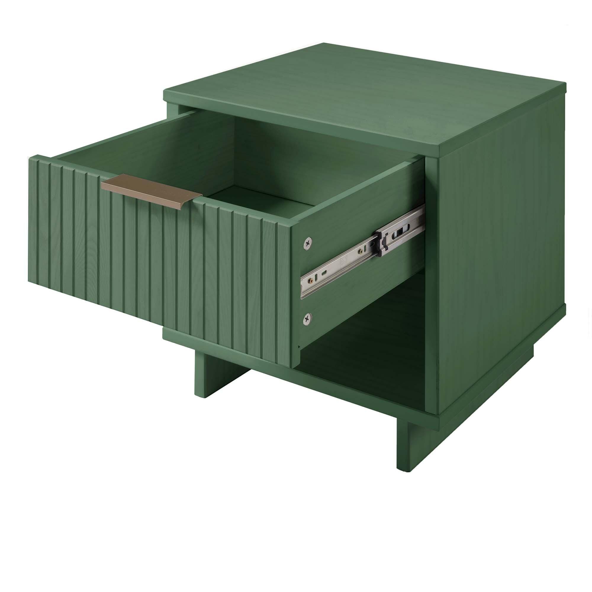 Manhattan Comfort Granville 18" 1 Drawer Nightstand, Sage Green, large