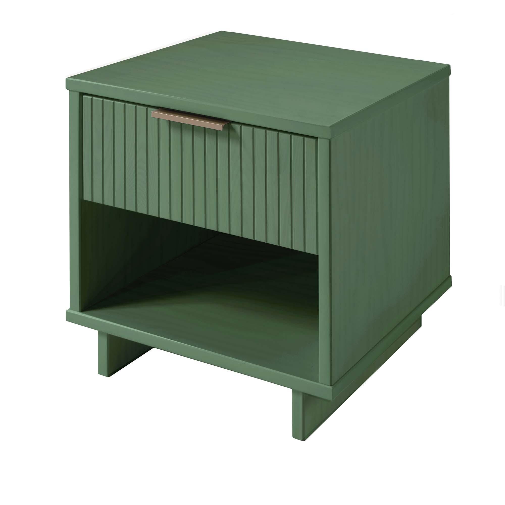Manhattan Comfort Granville 18" 1 Drawer Nightstand, Sage Green, large