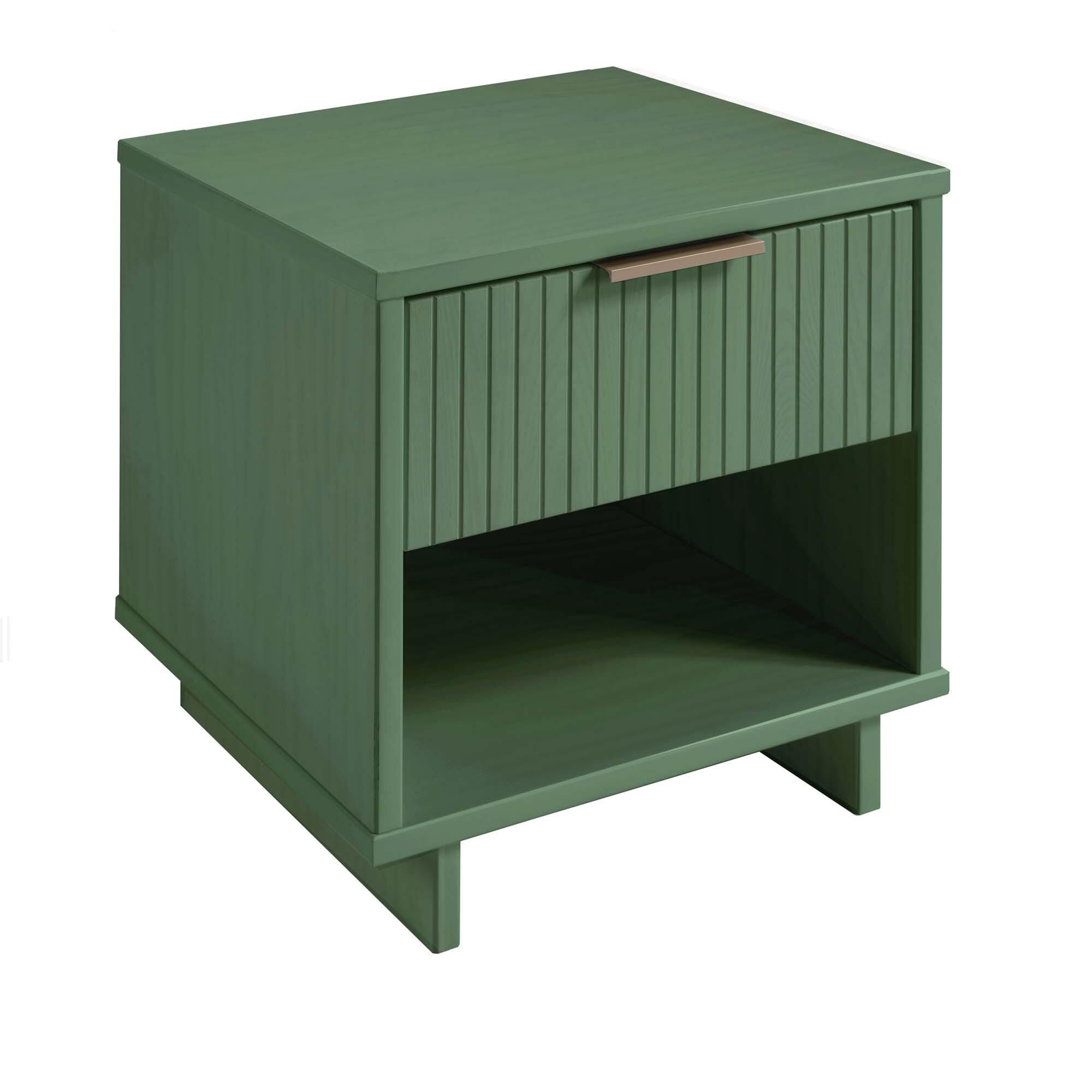 Manhattan Comfort Granville 18" 1 Drawer Nightstand, Sage Green, large