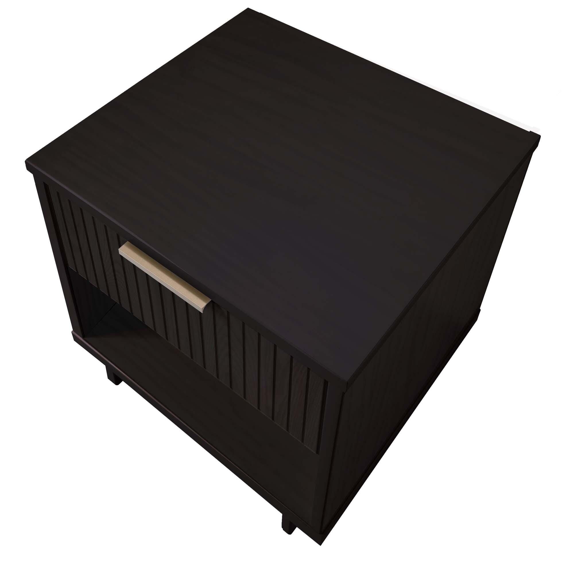 Manhattan Comfort Granville 18" 1 Drawer Nightstand, Black, large
