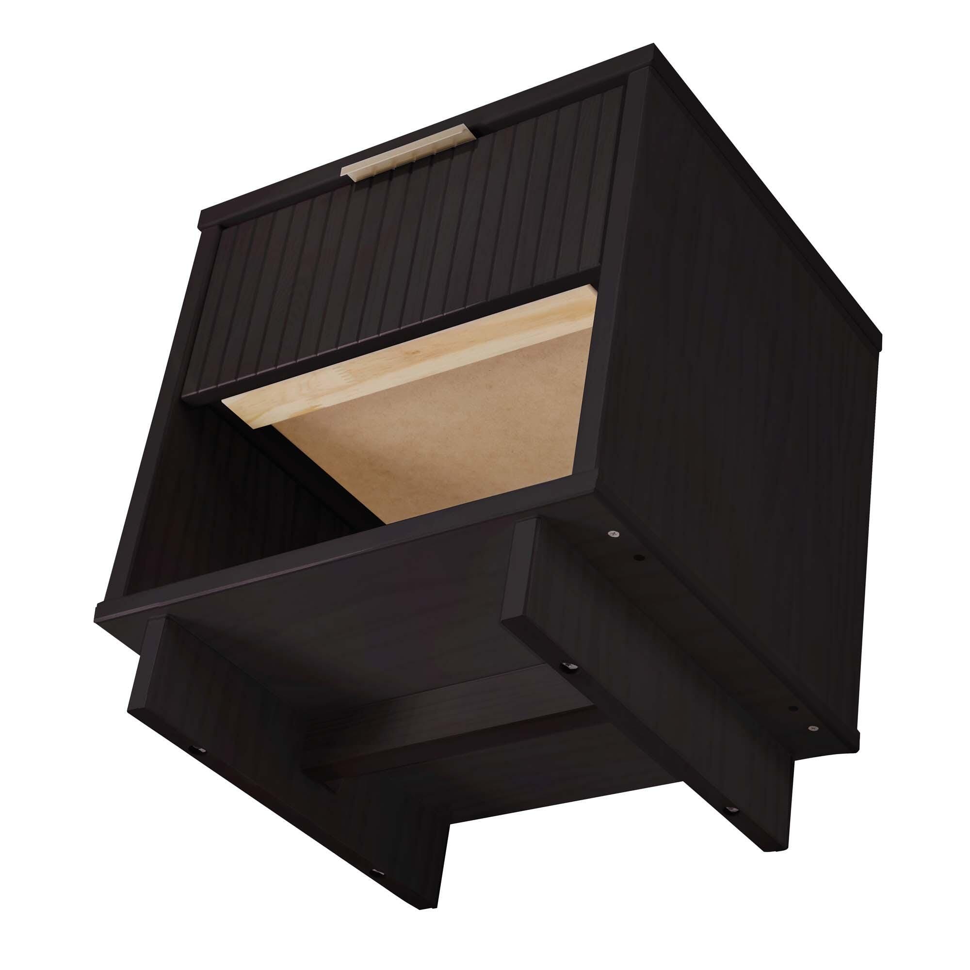 Manhattan Comfort Granville 18" 1 Drawer Nightstand, Black, large