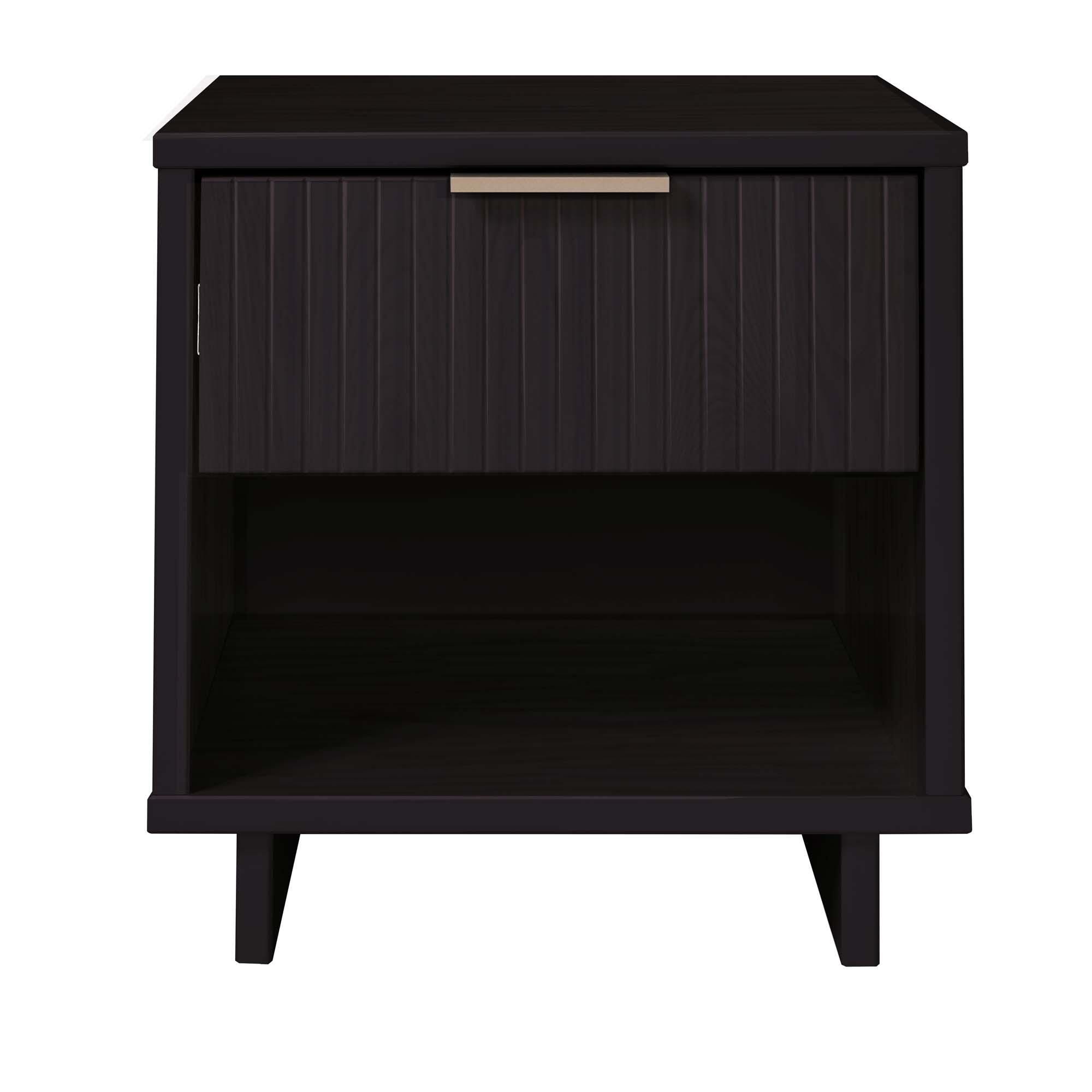 Manhattan Comfort Granville 18" 1 Drawer Nightstand, Black, large