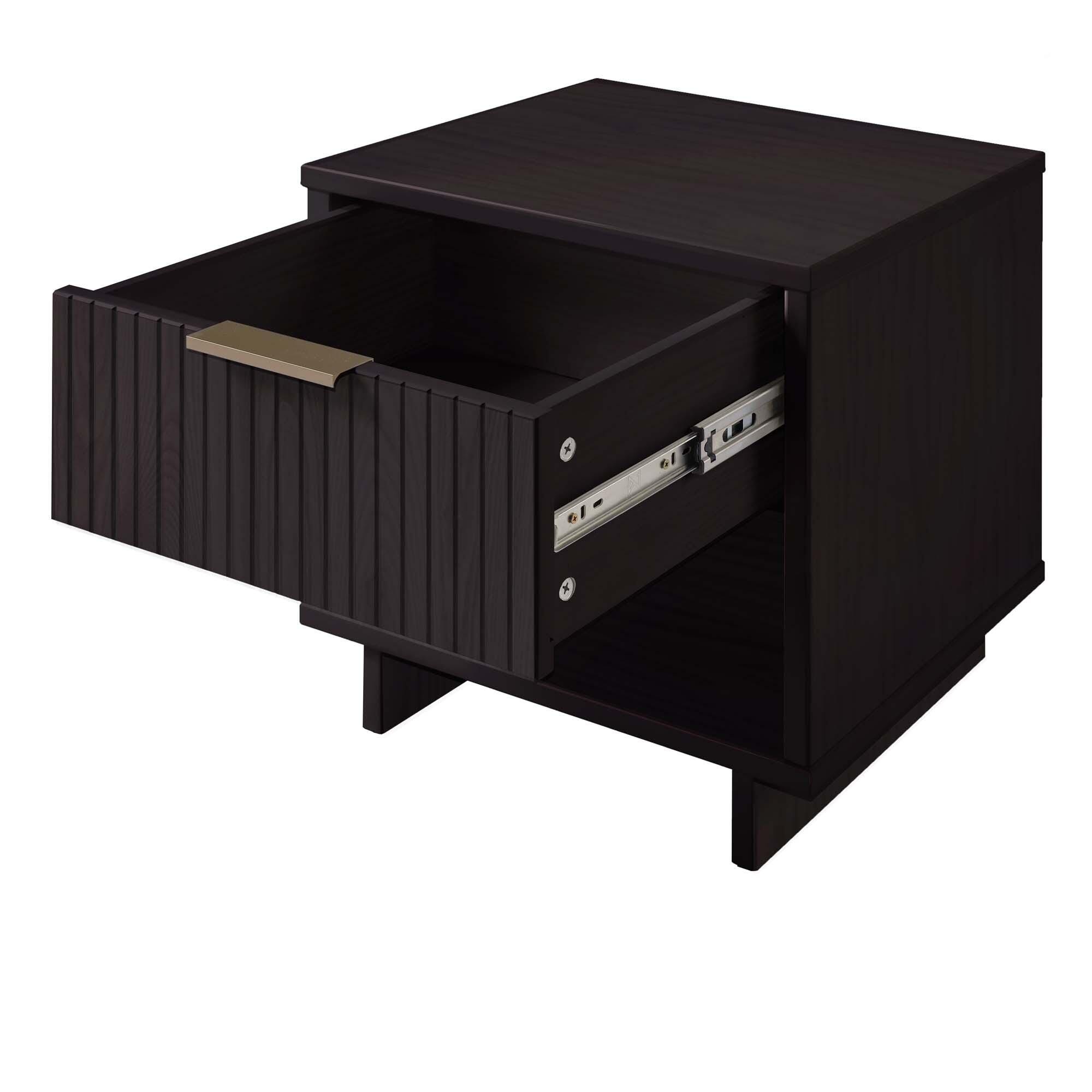 Manhattan Comfort Granville 18" 1 Drawer Nightstand, Black, large