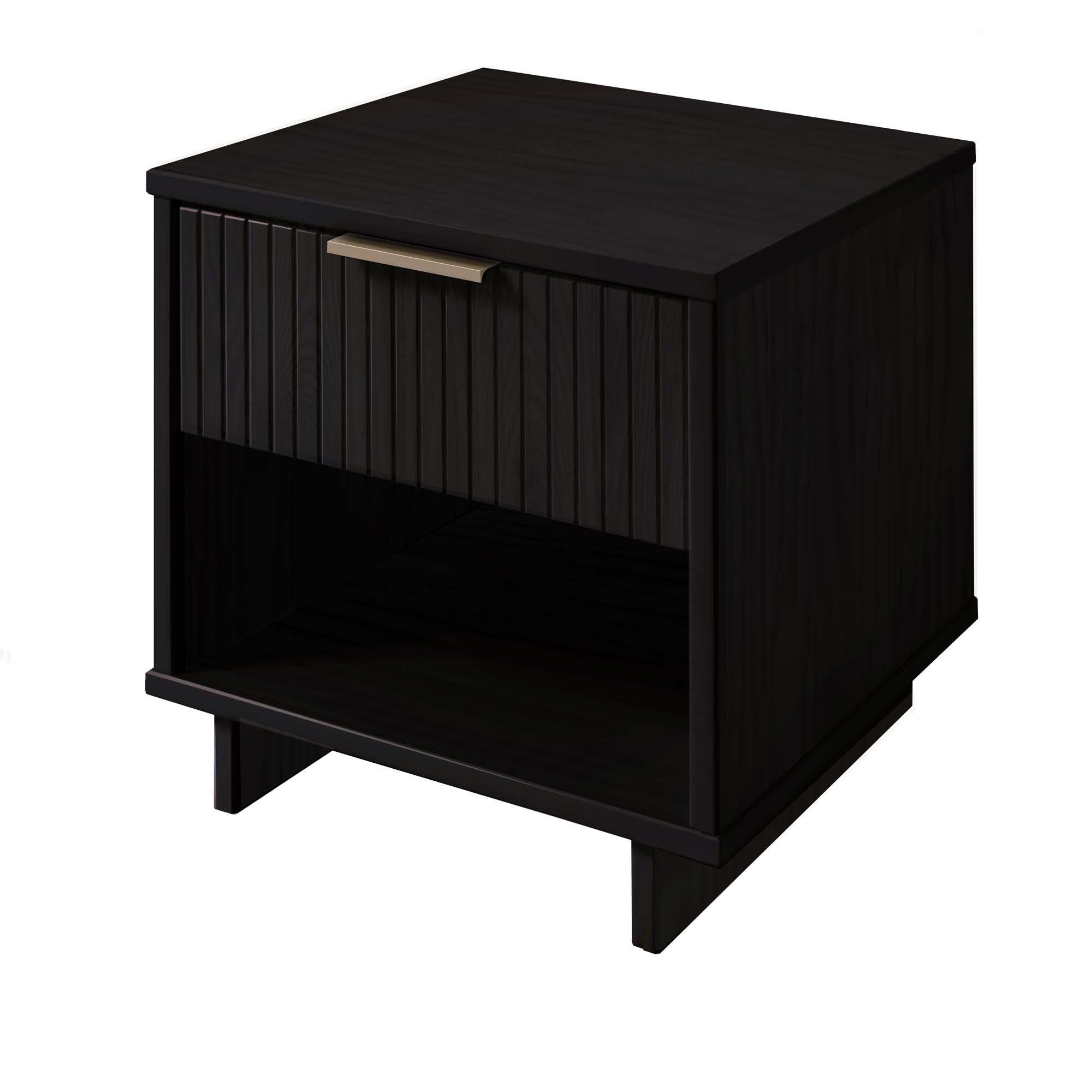 Manhattan Comfort Granville 18" 1 Drawer Nightstand, Black, large