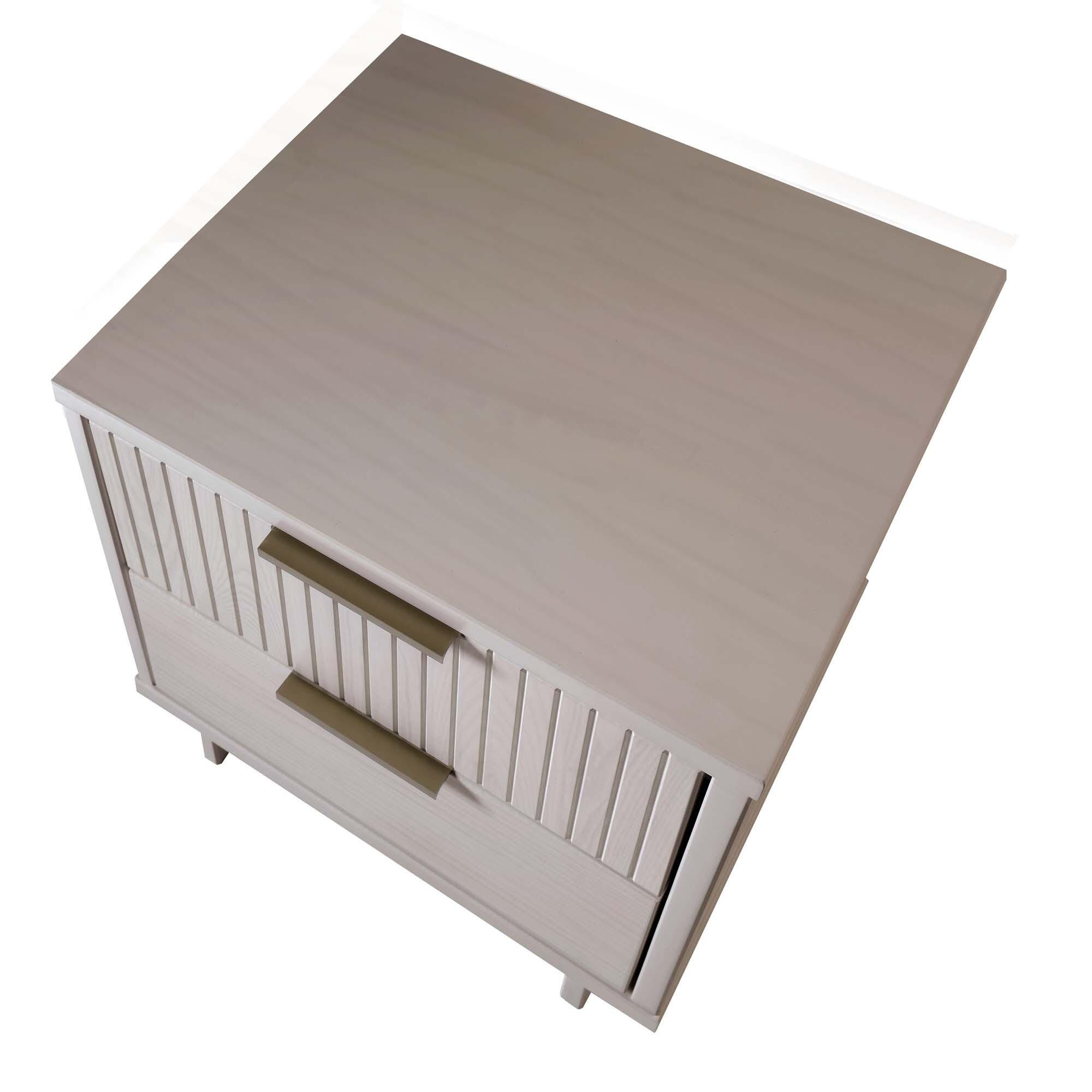 Manhattan Comfort Granville 18" 2 Drawer Nightstand, Light Gray, large
