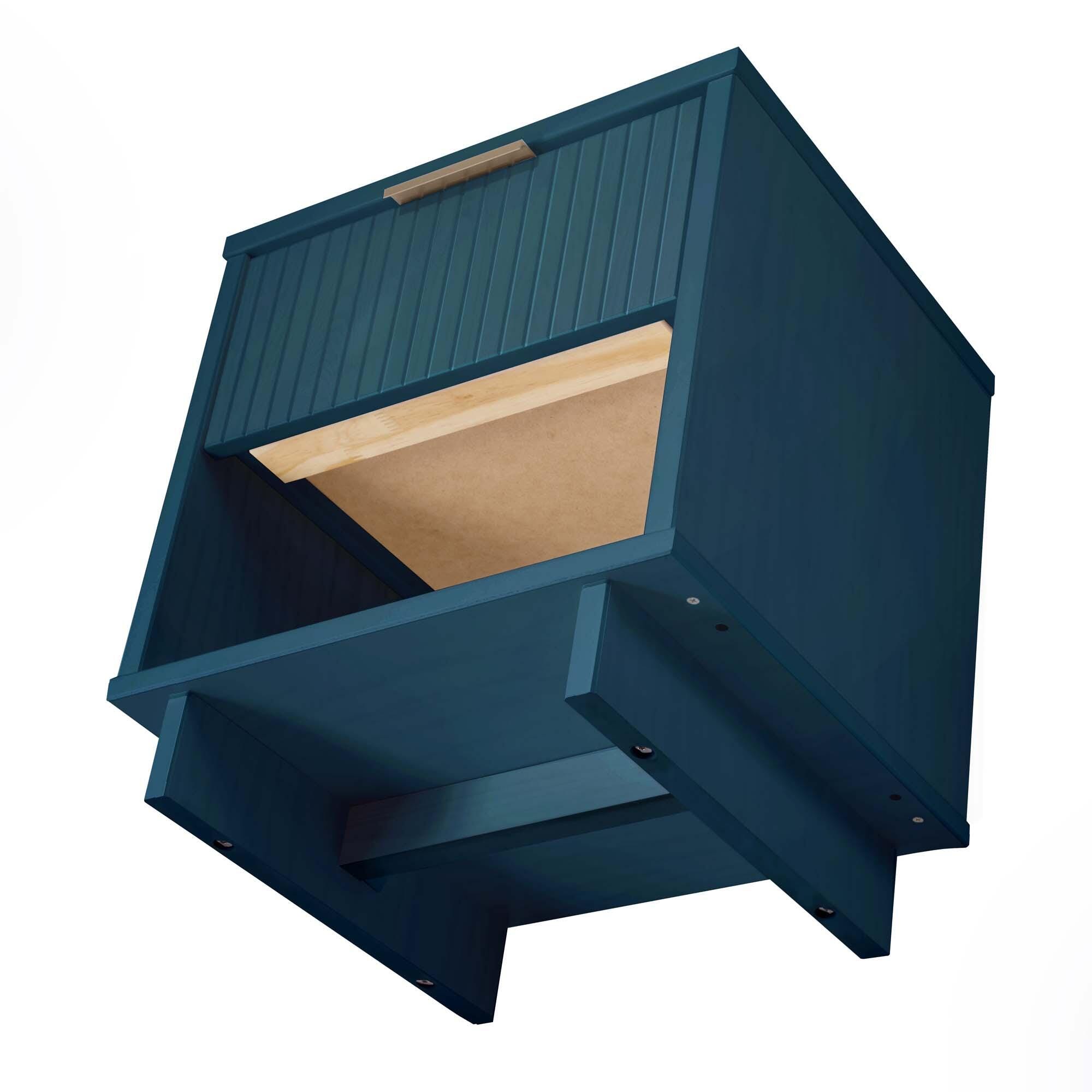 Manhattan Comfort Granville 18" 1 Drawer Nightstand, Midnight Blue, large