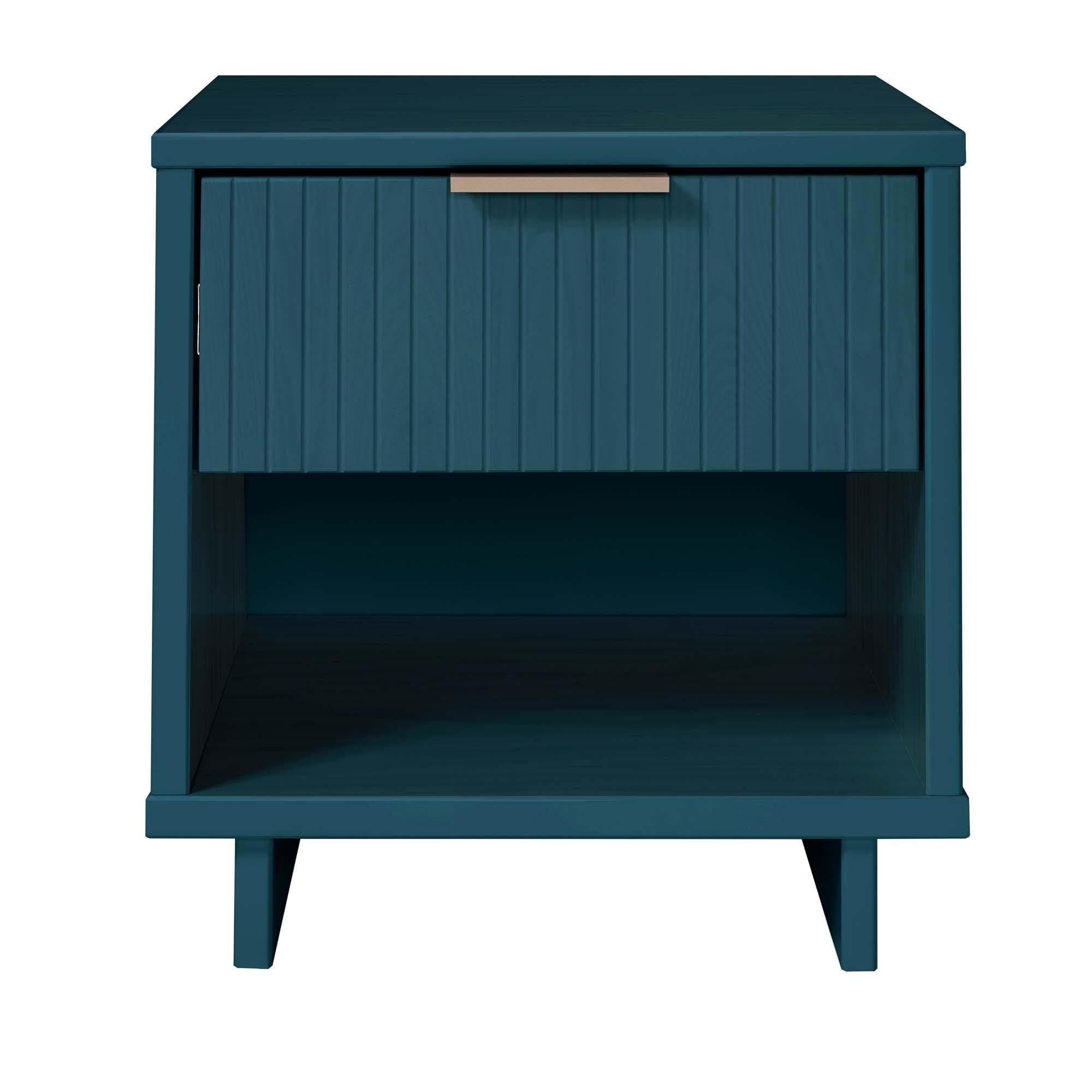 Manhattan Comfort Granville 18" 1 Drawer Nightstand, Midnight Blue, large