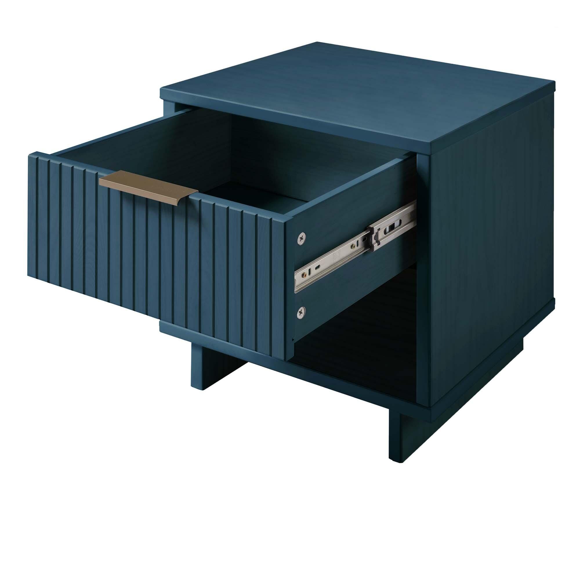 Manhattan Comfort Granville 18" 1 Drawer Nightstand, Midnight Blue, large
