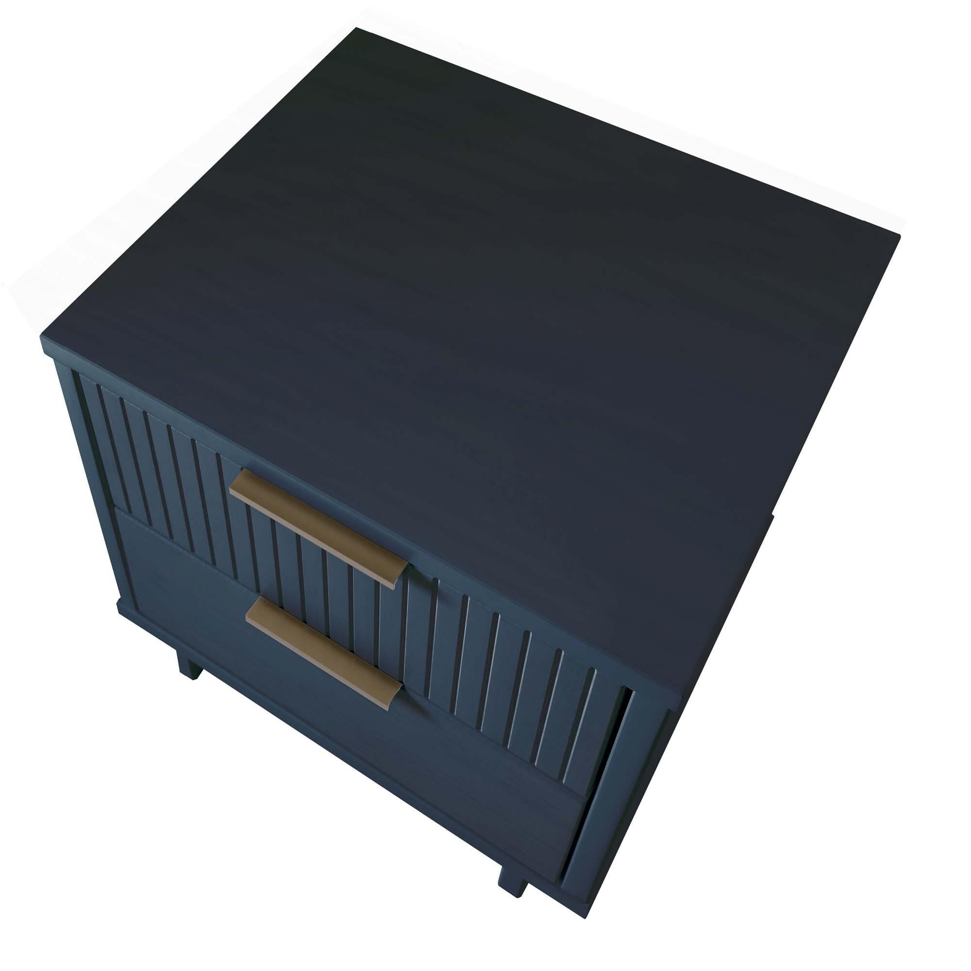 Manhattan Comfort Granville 18" 2 Drawer Nightstand, Midnight Blue, large