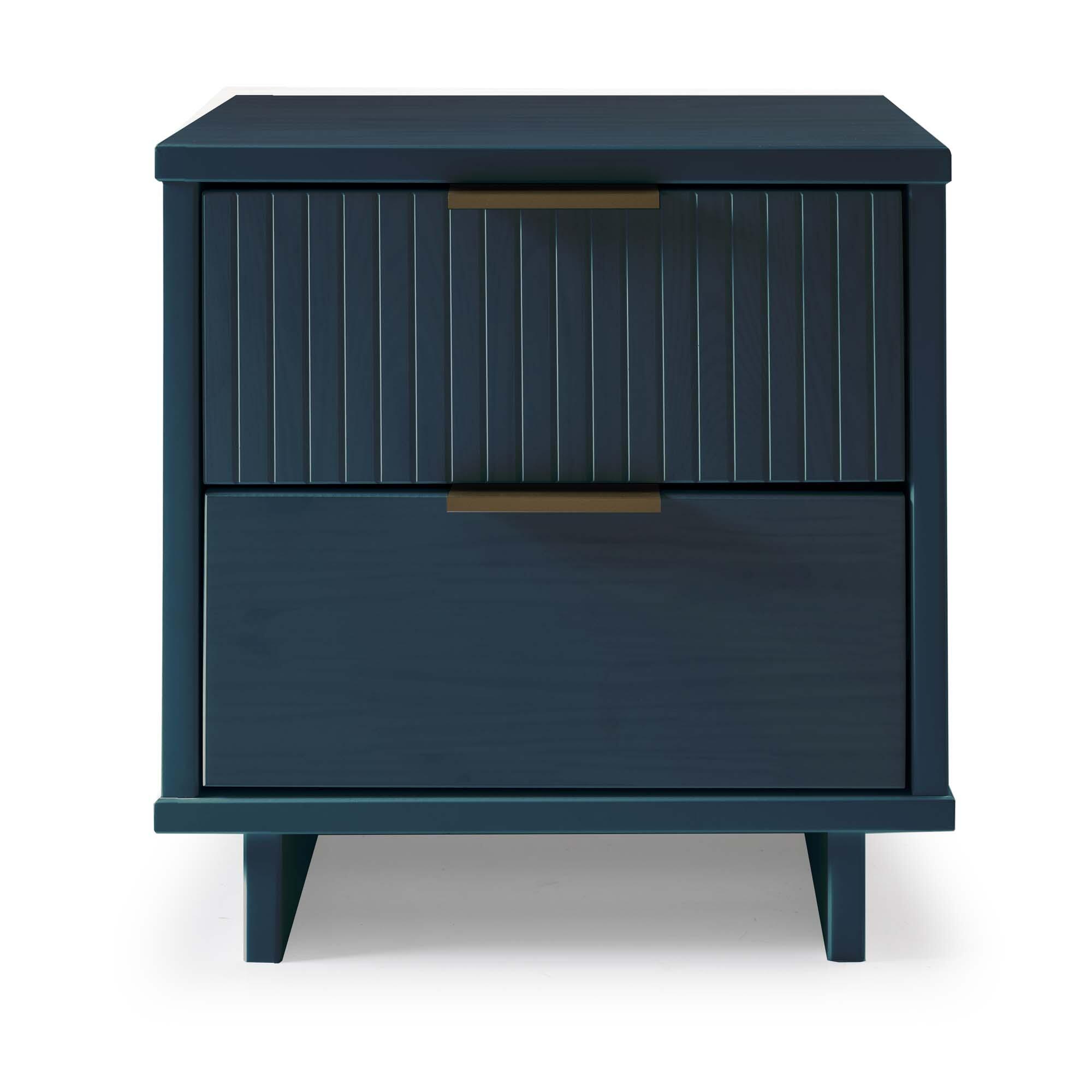 Manhattan Comfort Granville 18" 2 Drawer Nightstand, Midnight Blue, large