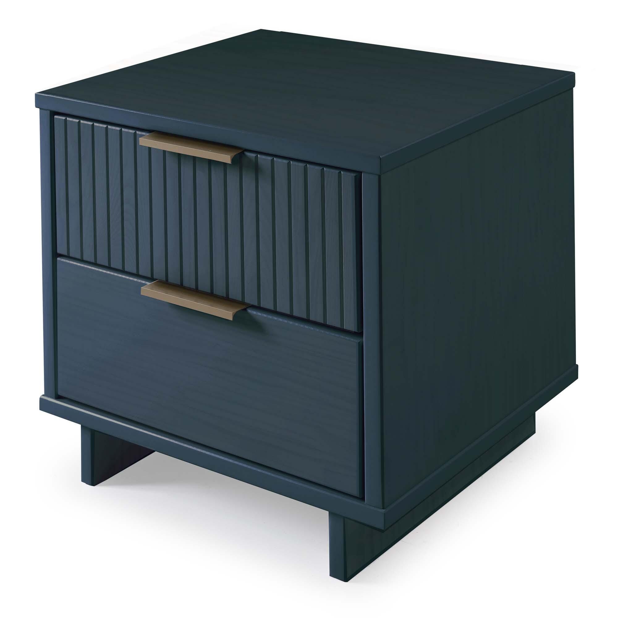 Manhattan Comfort Granville 18" 2 Drawer Nightstand, Midnight Blue, large