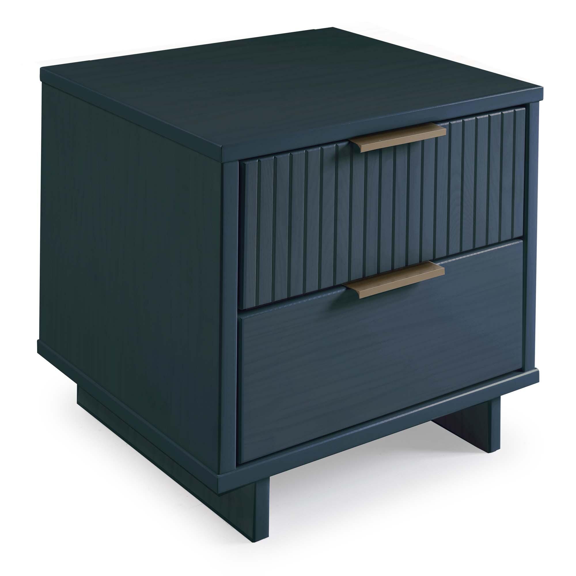 Manhattan Comfort Granville 18" 2 Drawer Nightstand, Midnight Blue, large