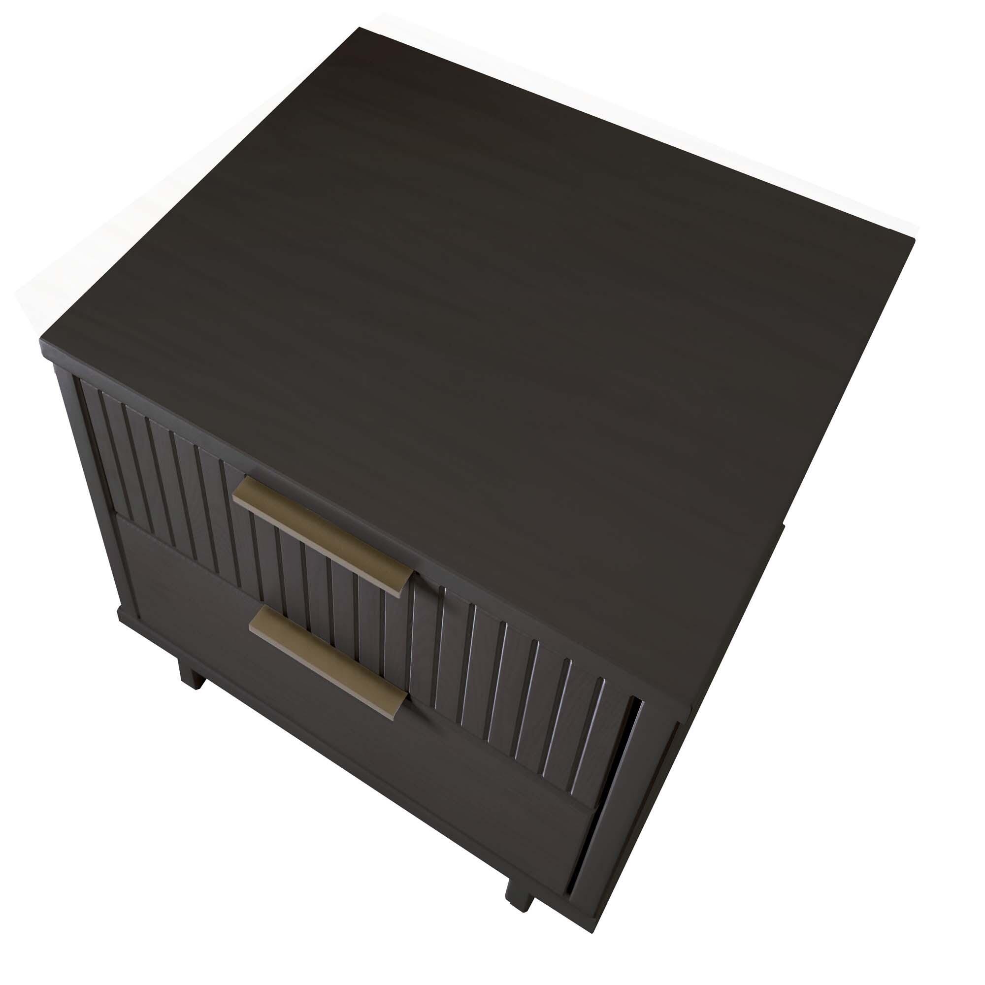 Manhattan Comfort Granville 18" 2 Drawer Nightstand, Dark Gray, large