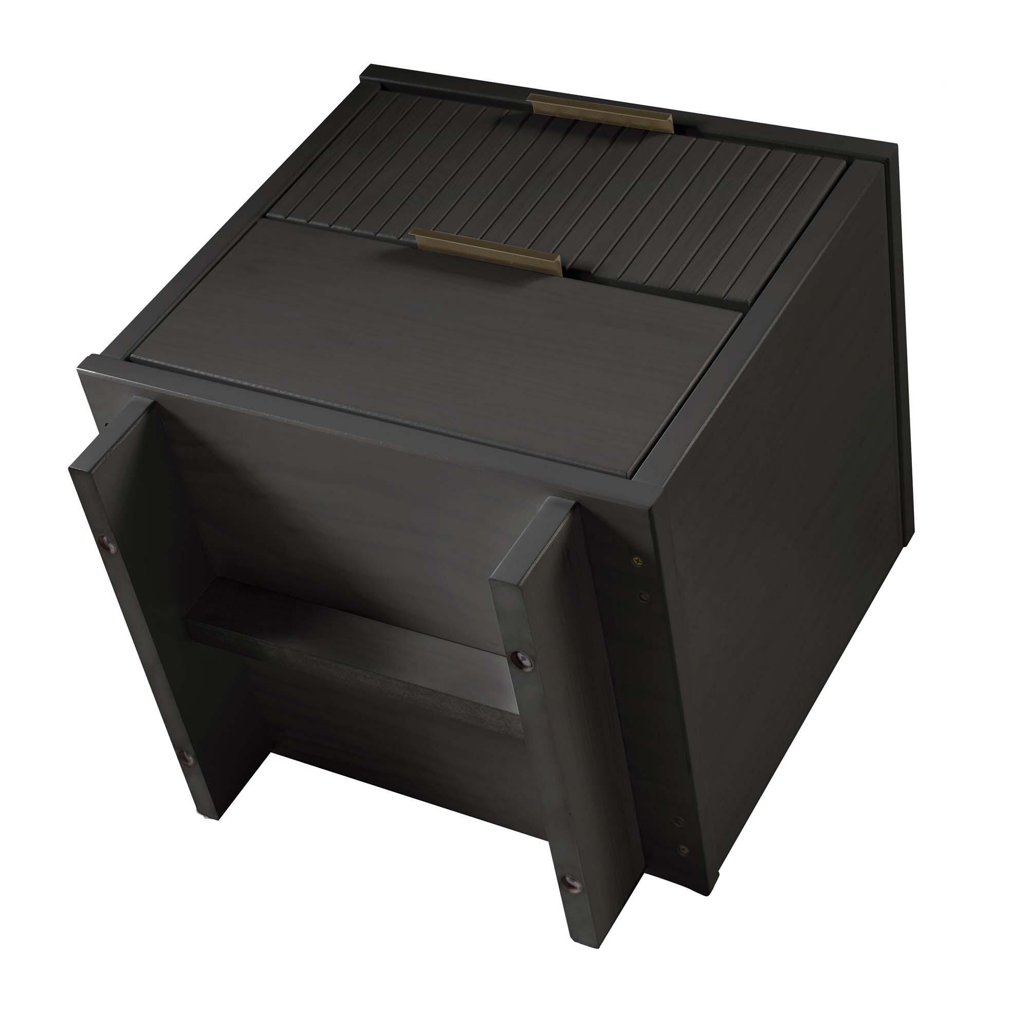 Manhattan Comfort Granville 18" 2 Drawer Nightstand, Dark Gray, large