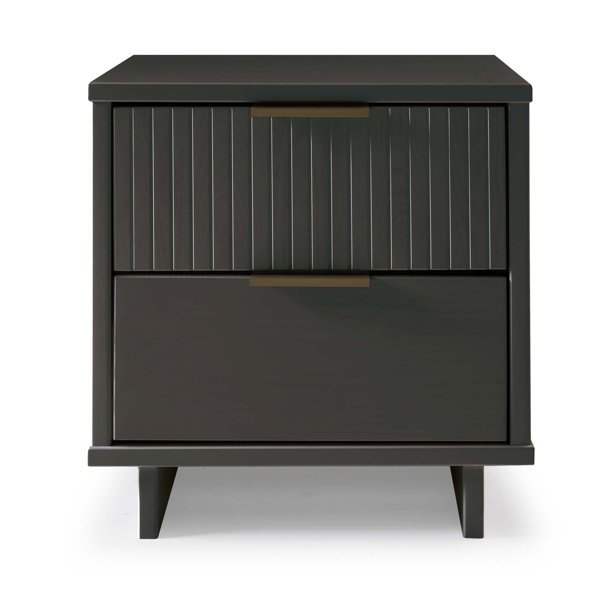 Manhattan Comfort Granville 18" 2 Drawer Nightstand, Dark Gray, large