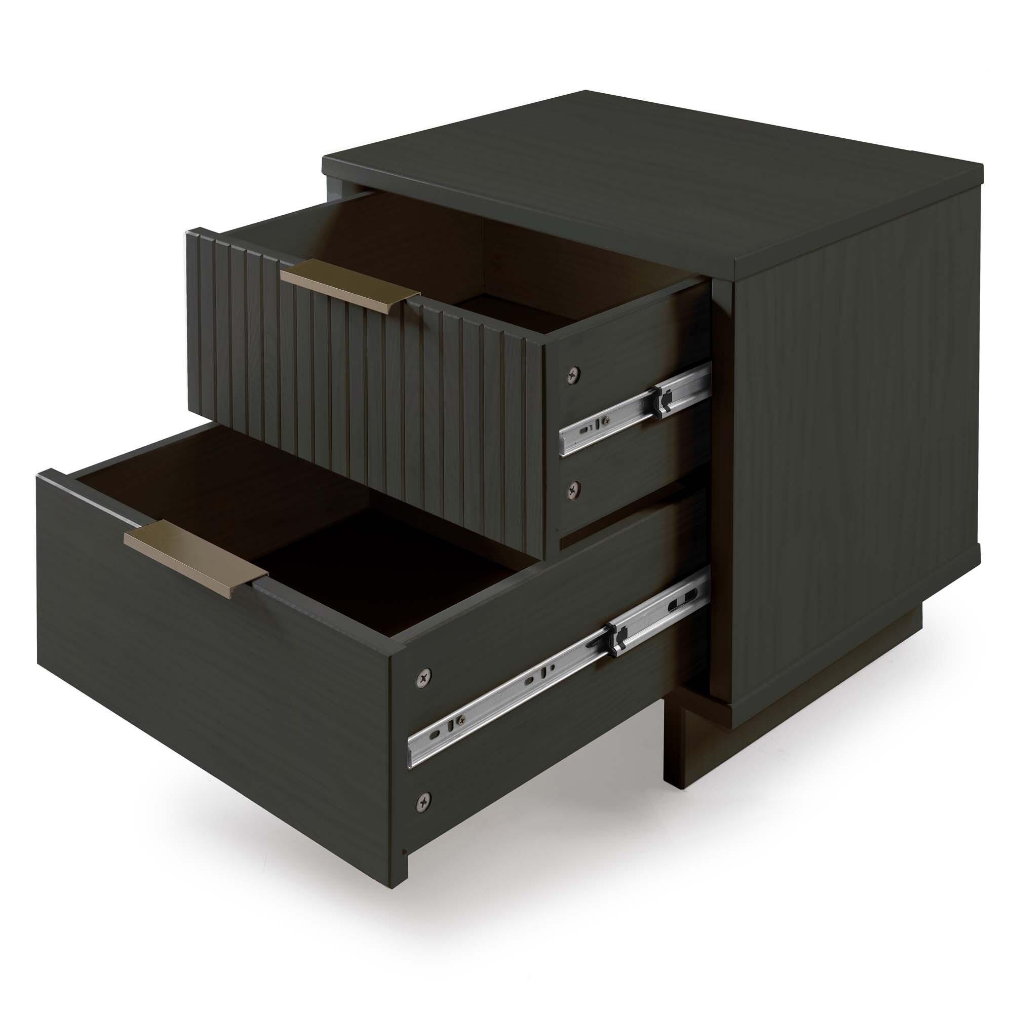 Manhattan Comfort Granville 18" 2 Drawer Nightstand, Dark Gray, large