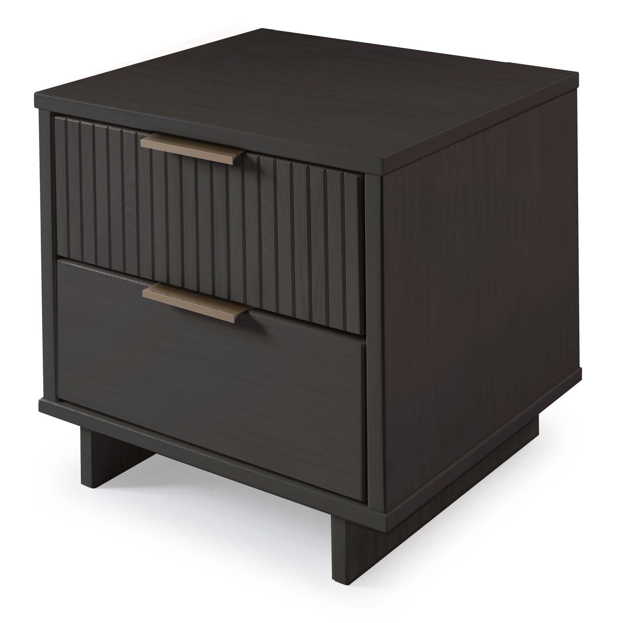 Manhattan Comfort Granville 18" 2 Drawer Nightstand, Dark Gray, large