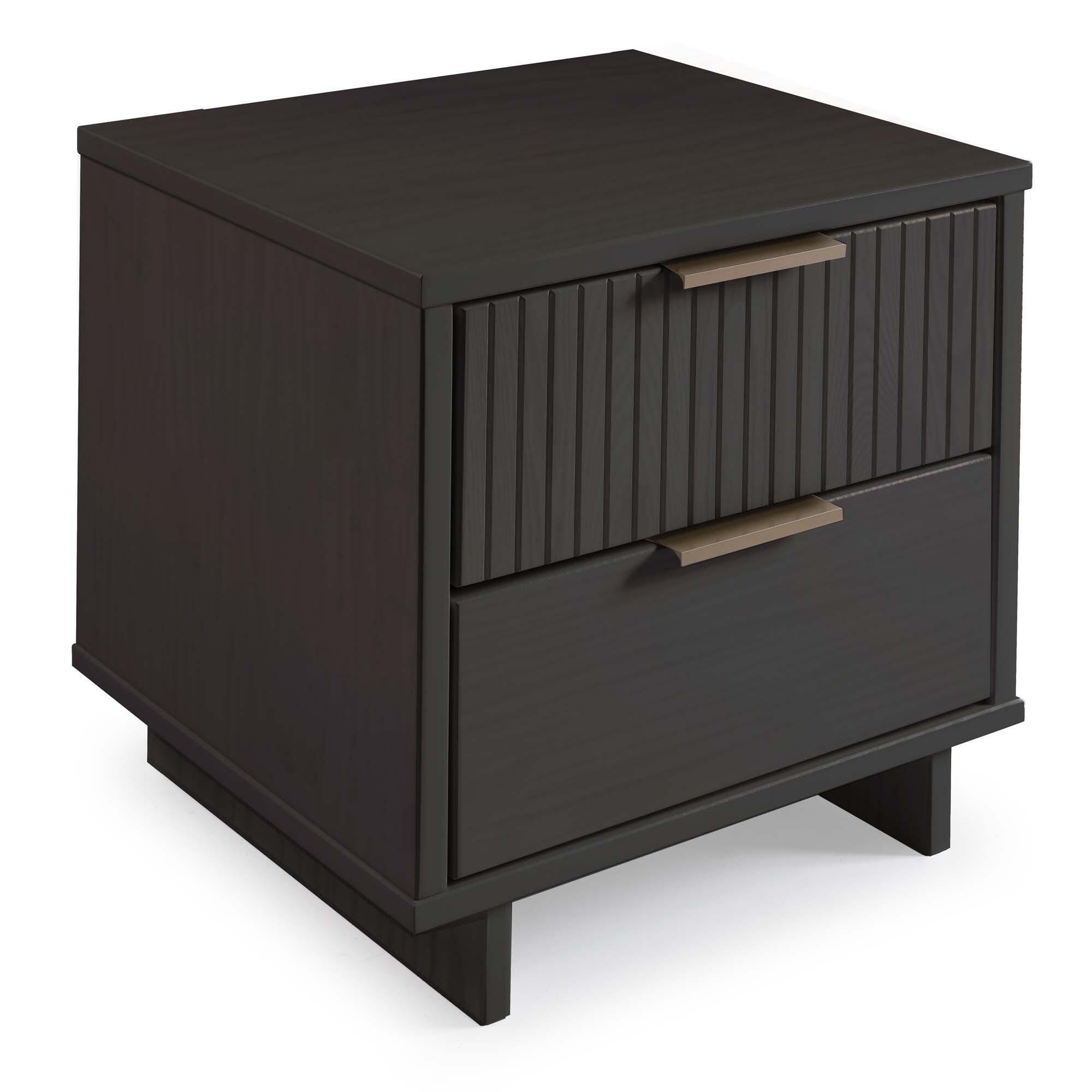 Manhattan Comfort Granville 18" 2 Drawer Nightstand, Dark Gray, large