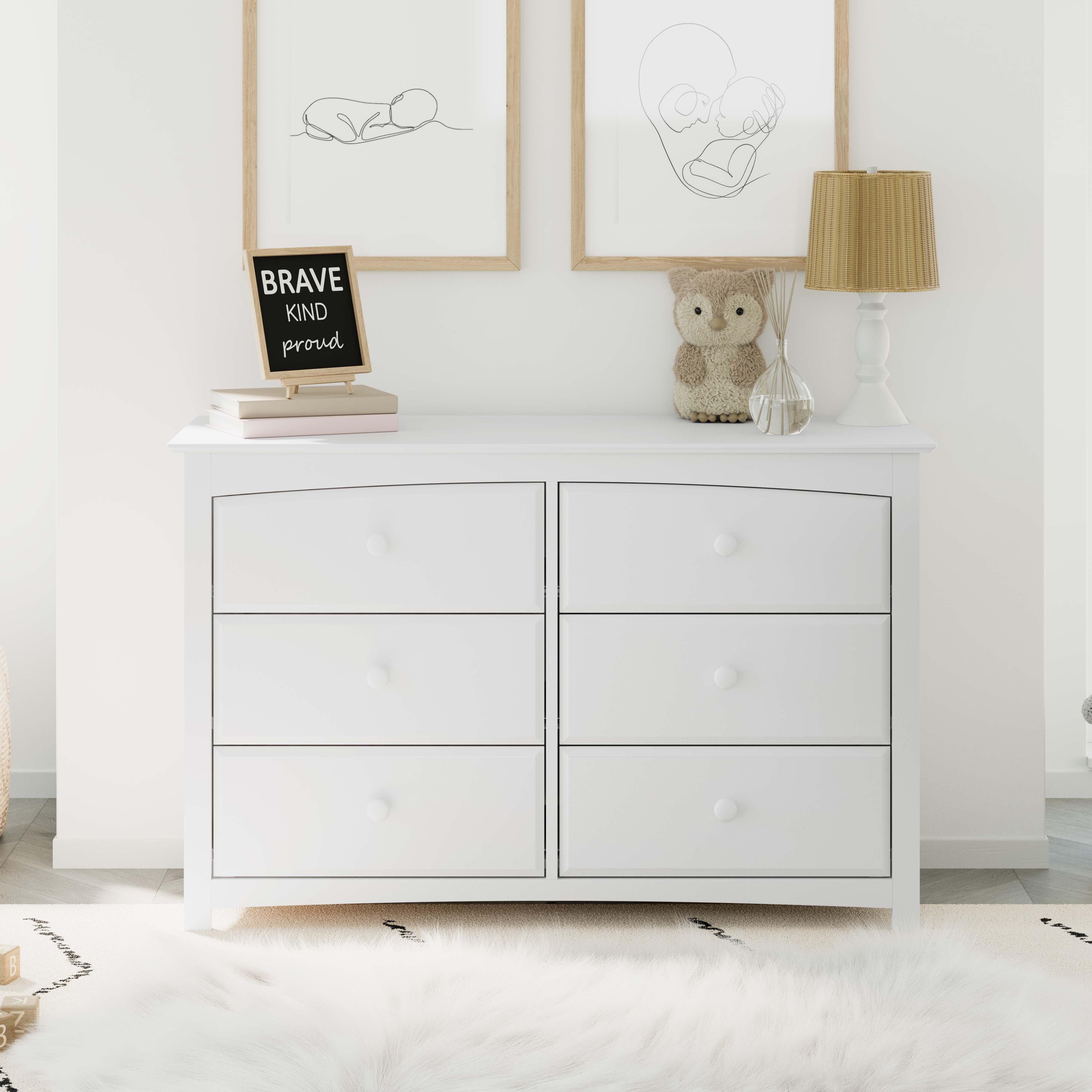 Storkcraft Kenton 6 Drawer Double Dresser, White, large