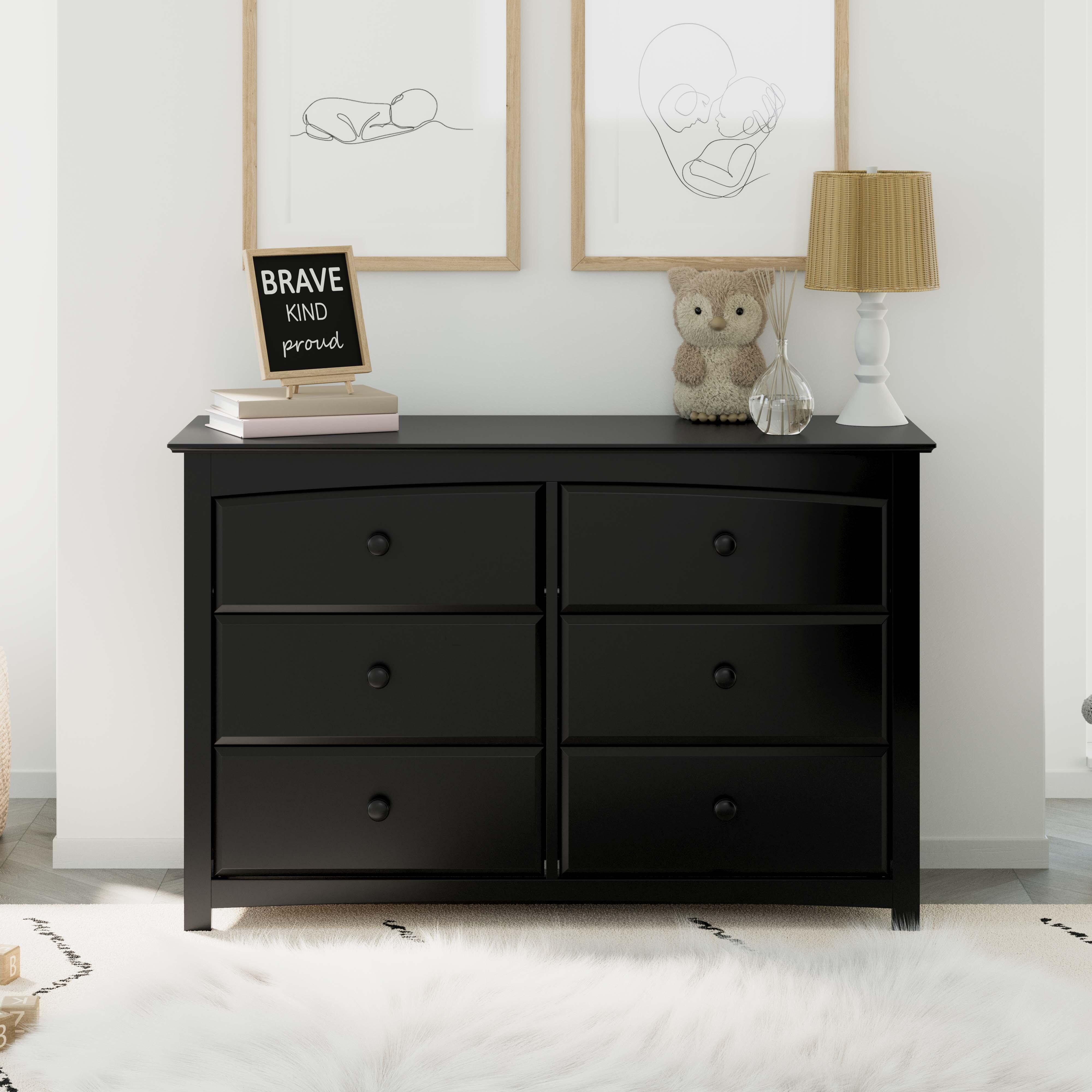 Storkcraft Kenton 6 Drawer Double Dresser, Black, large