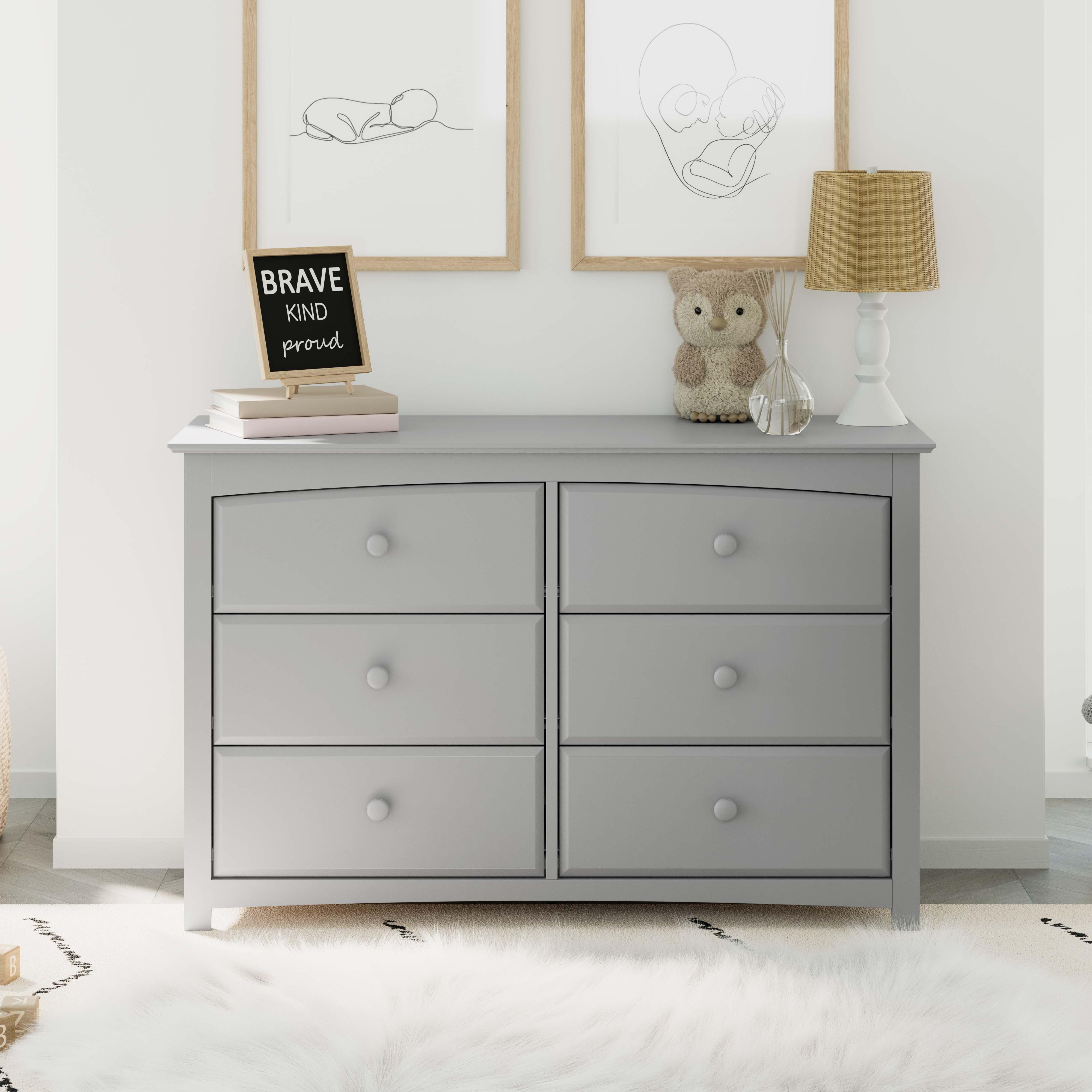 Storkcraft Kenton 6 Drawer Double Dresser, Pebble Gray, large