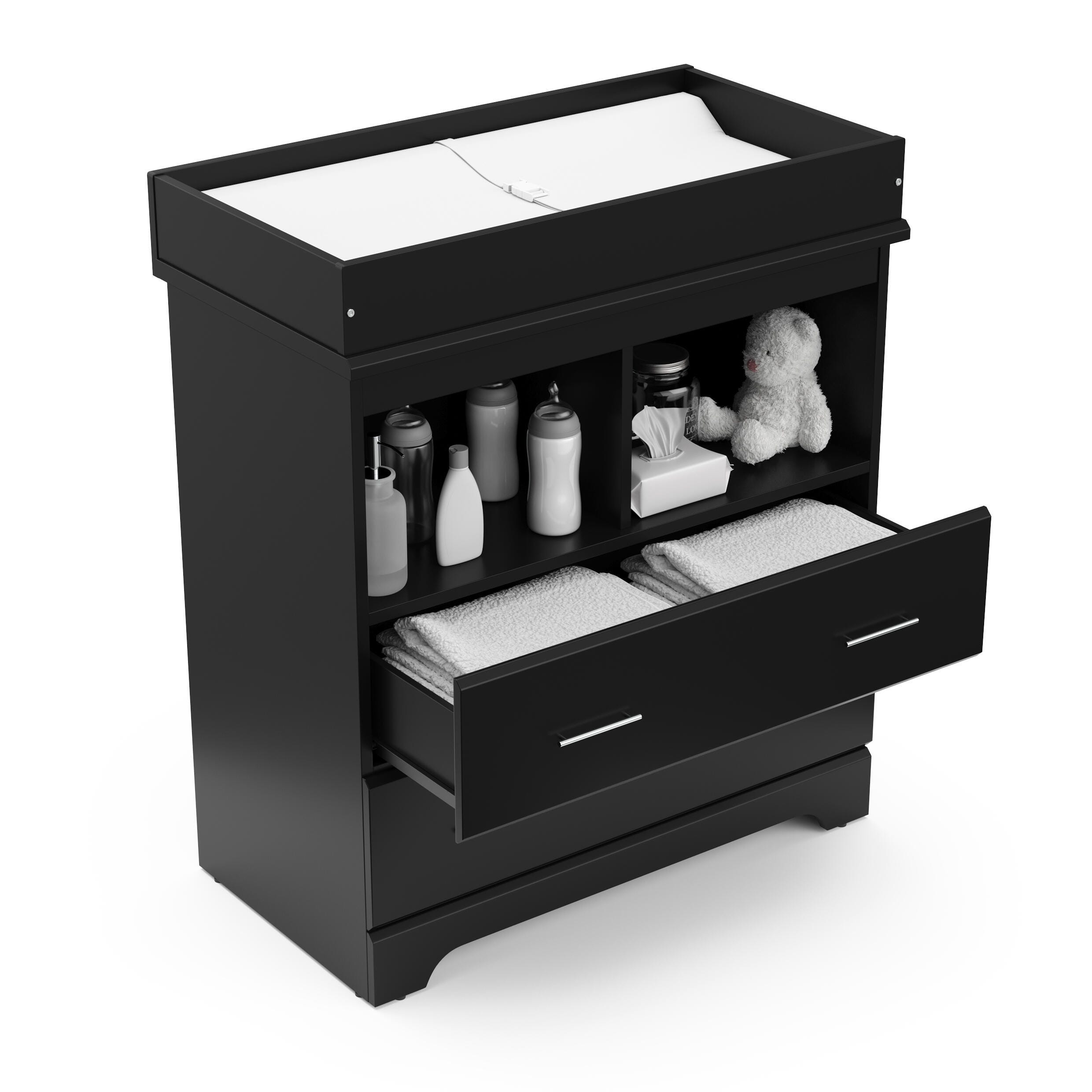 Storkcraft Brookside 2-Drawer Changing Chest, Black, large