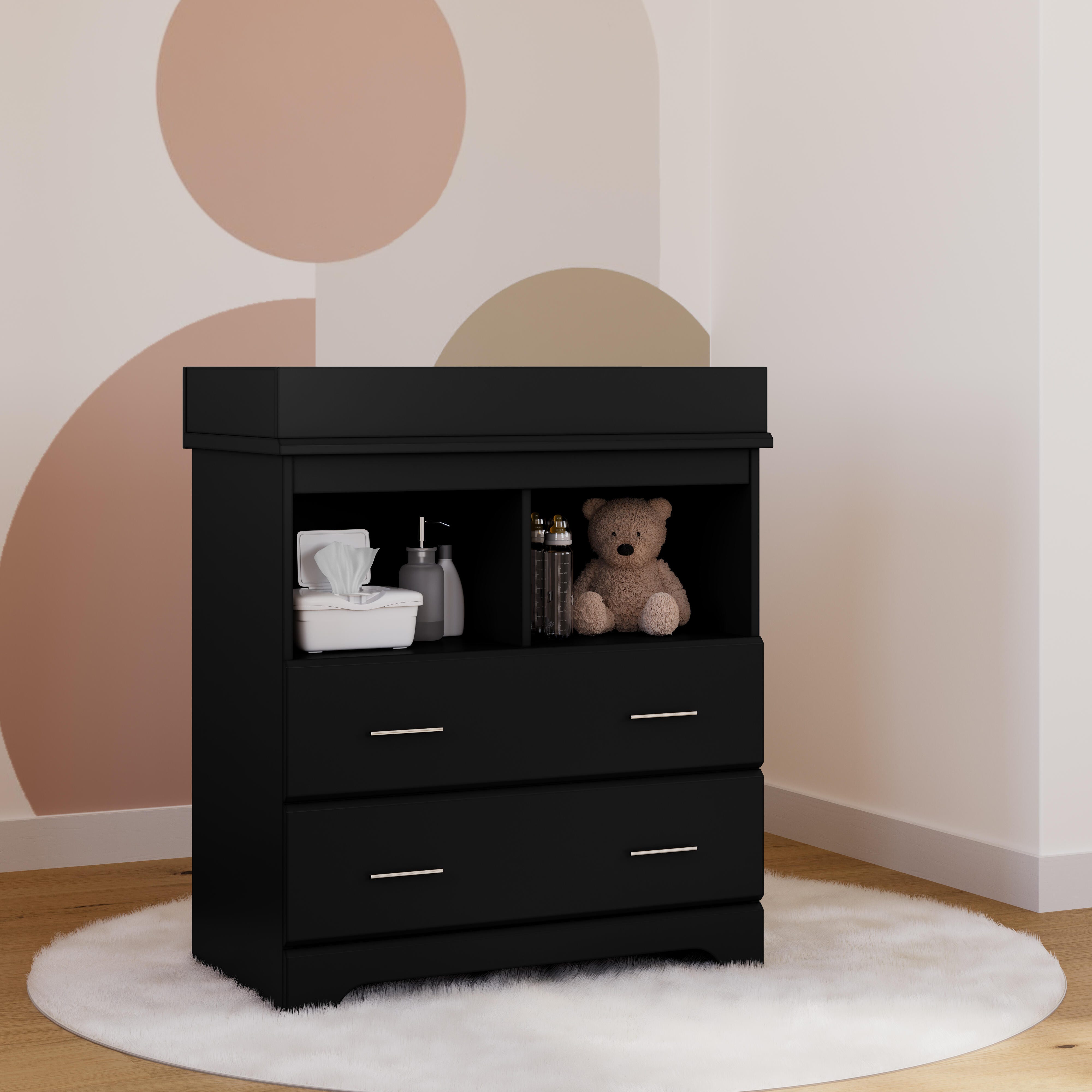 Storkcraft Brookside 2-Drawer Changing Chest, Black, large