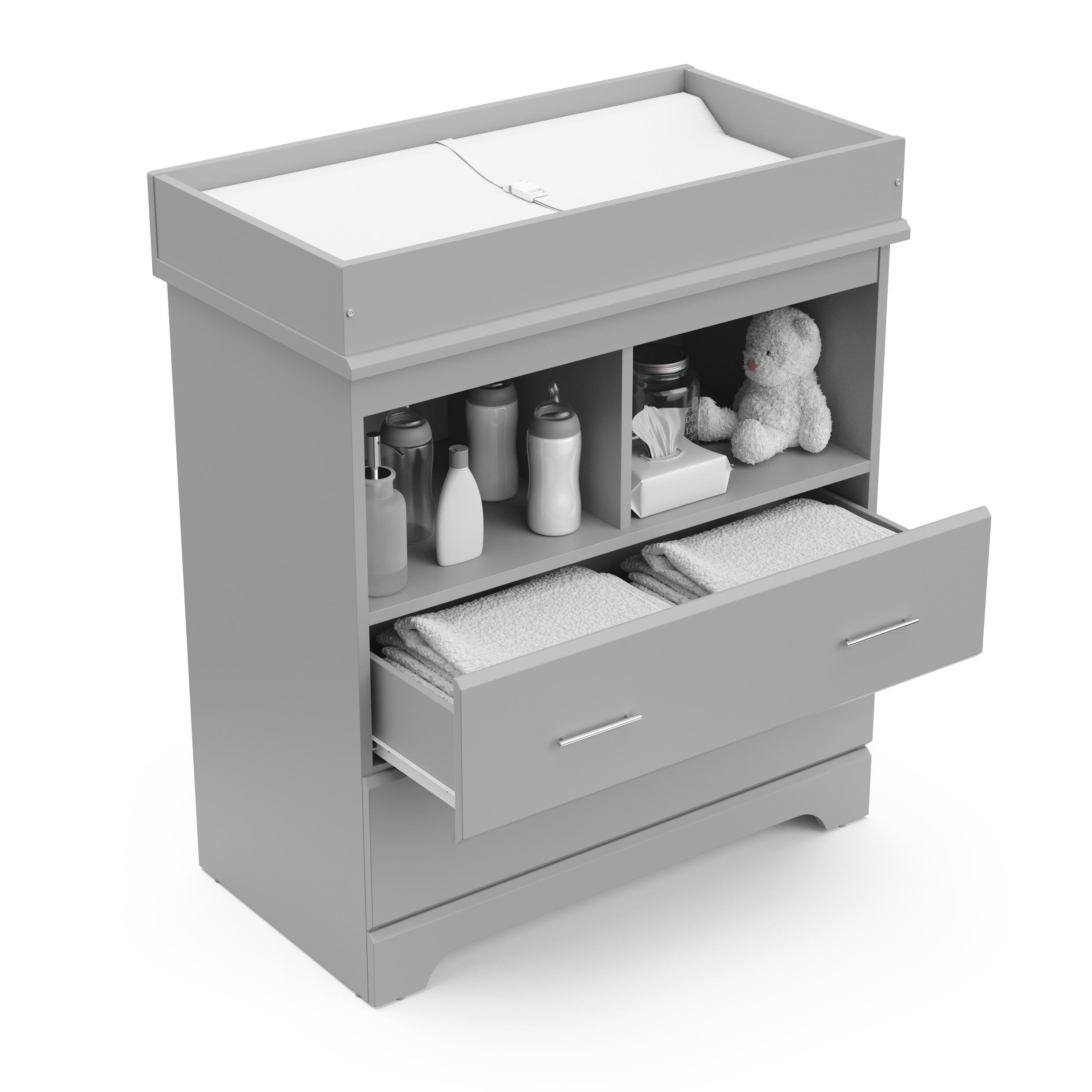 Storkcraft Brookside 2-Drawer Changing Chest, Pebble Gray, large