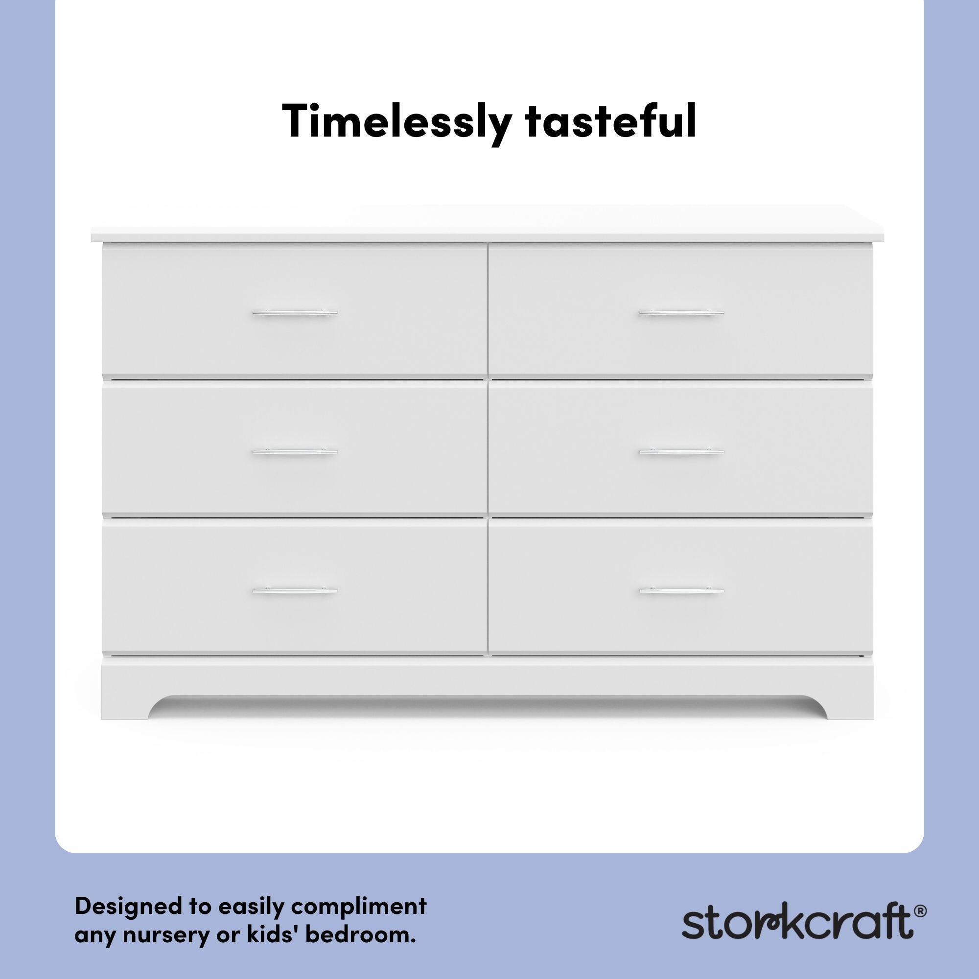 Storkcraft Brookside 6 Drawer Double Dresser, White, large