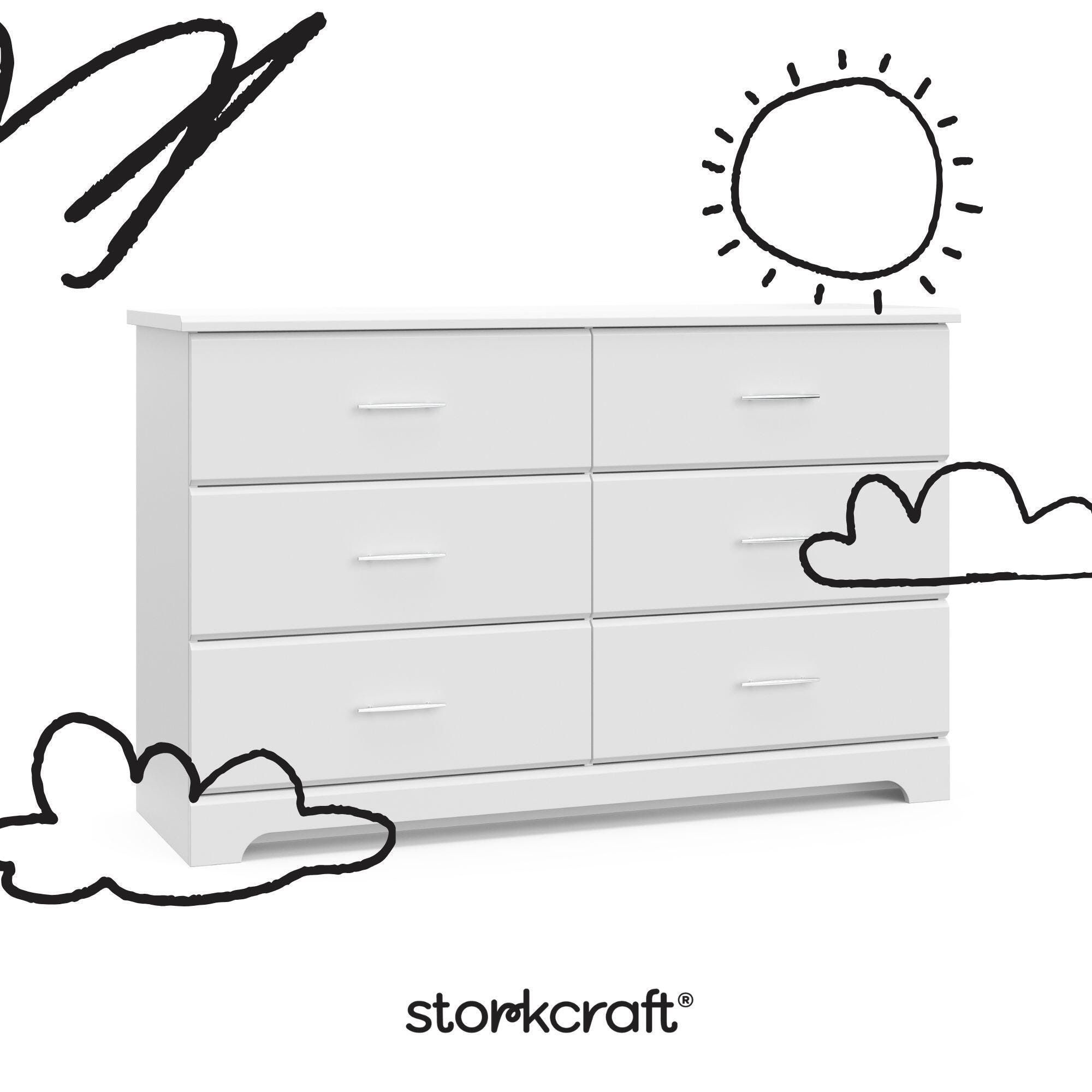 Storkcraft Brookside 6 Drawer Double Dresser, White, large