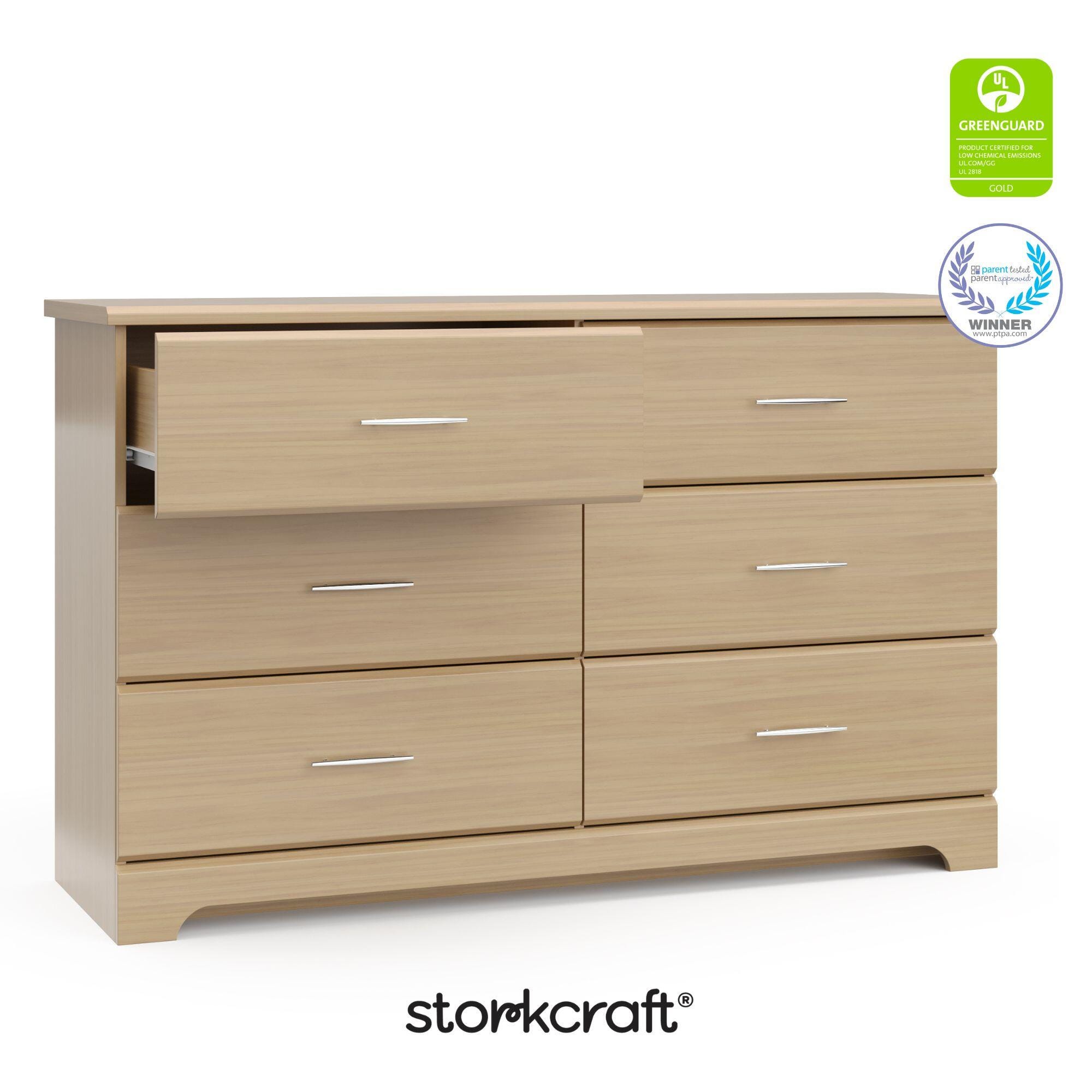 Storkcraft Brookside 6 Drawer Double Dresser, Driftwood, large