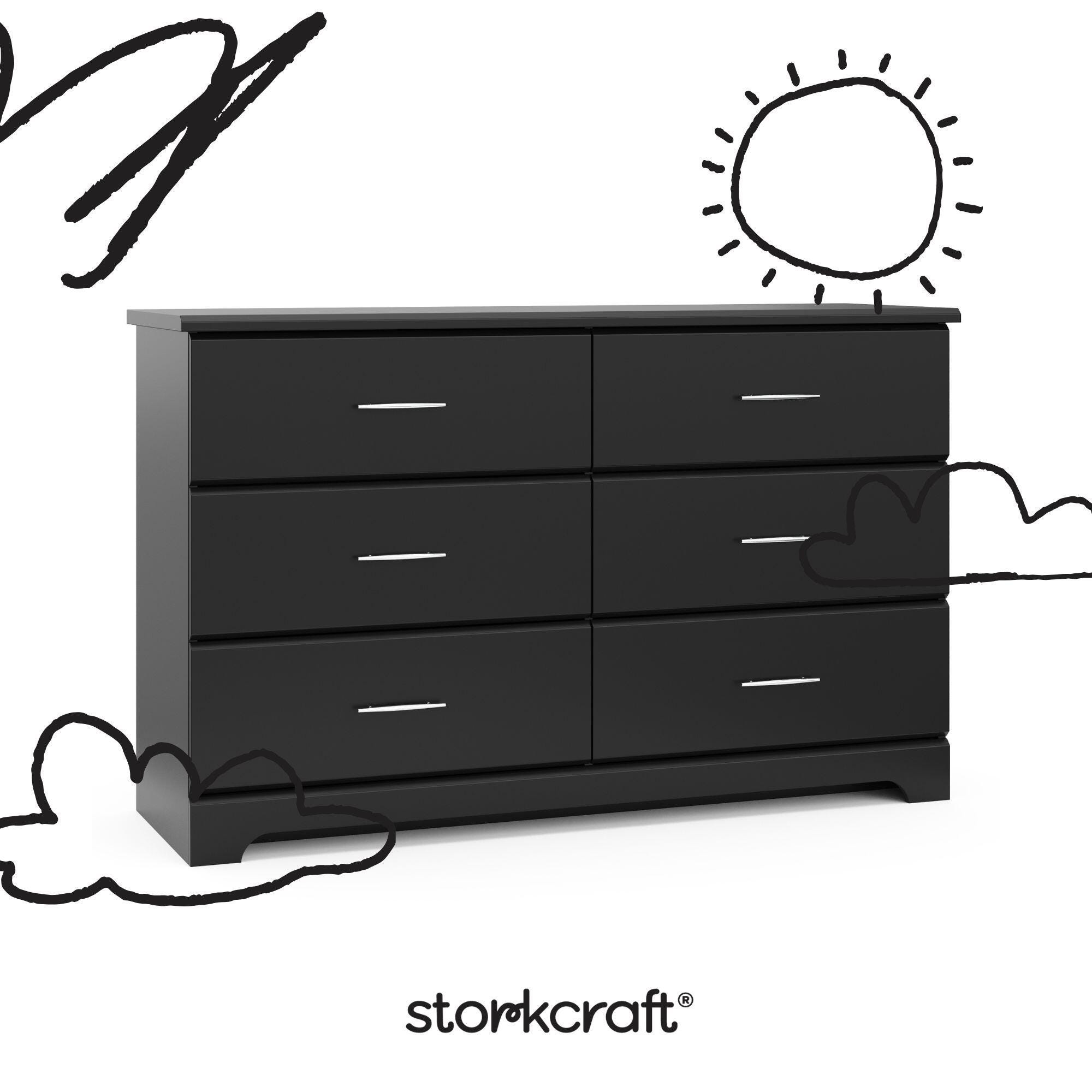 Storkcraft Brookside 6 Drawer Double Dresser, Black, large