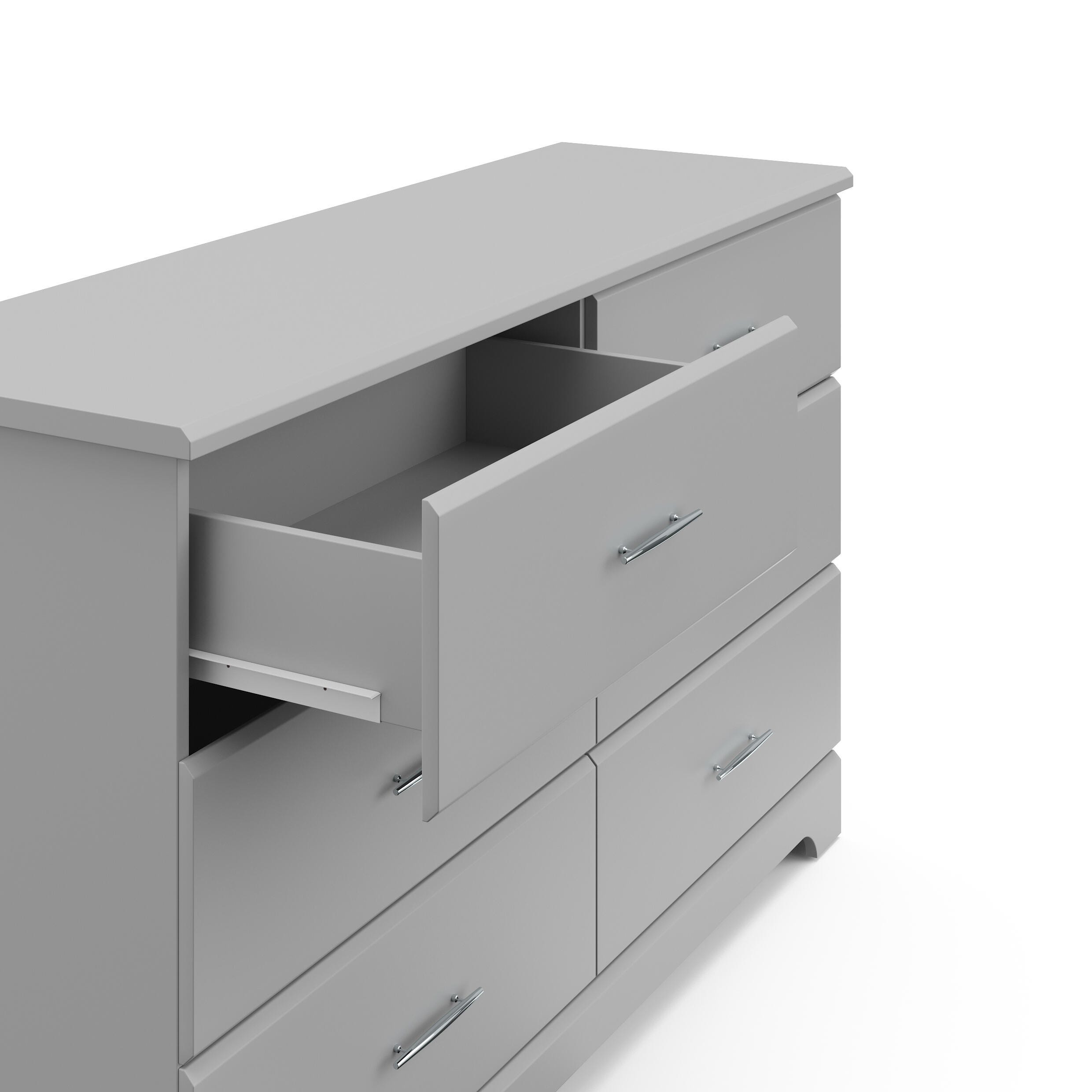 Storkcraft Brookside 6 Drawer Double Dresser, Pebble Gray, large