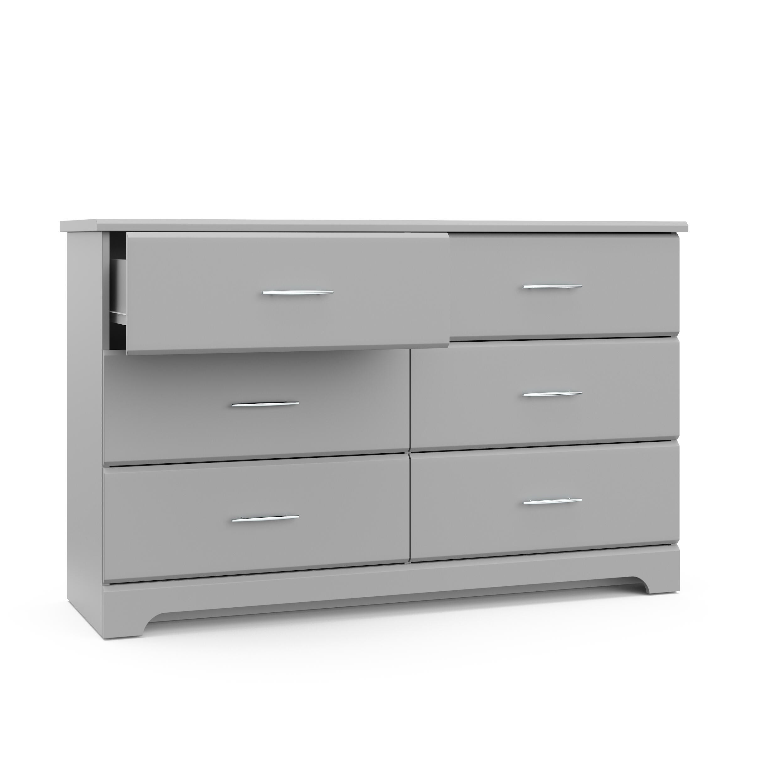 Storkcraft Brookside 6 Drawer Double Dresser, Pebble Gray, large