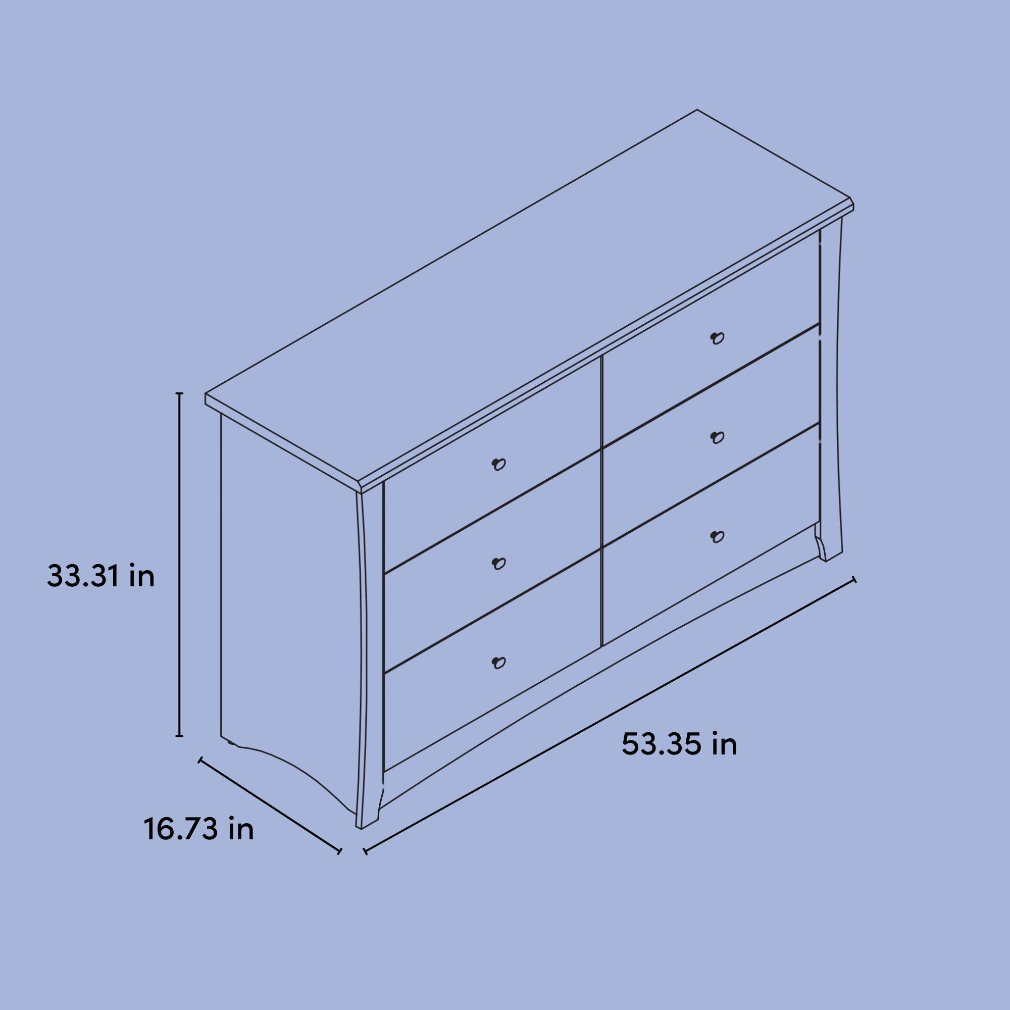 Storkcraft Crescent 6 Drawer Double Dresser, White, large