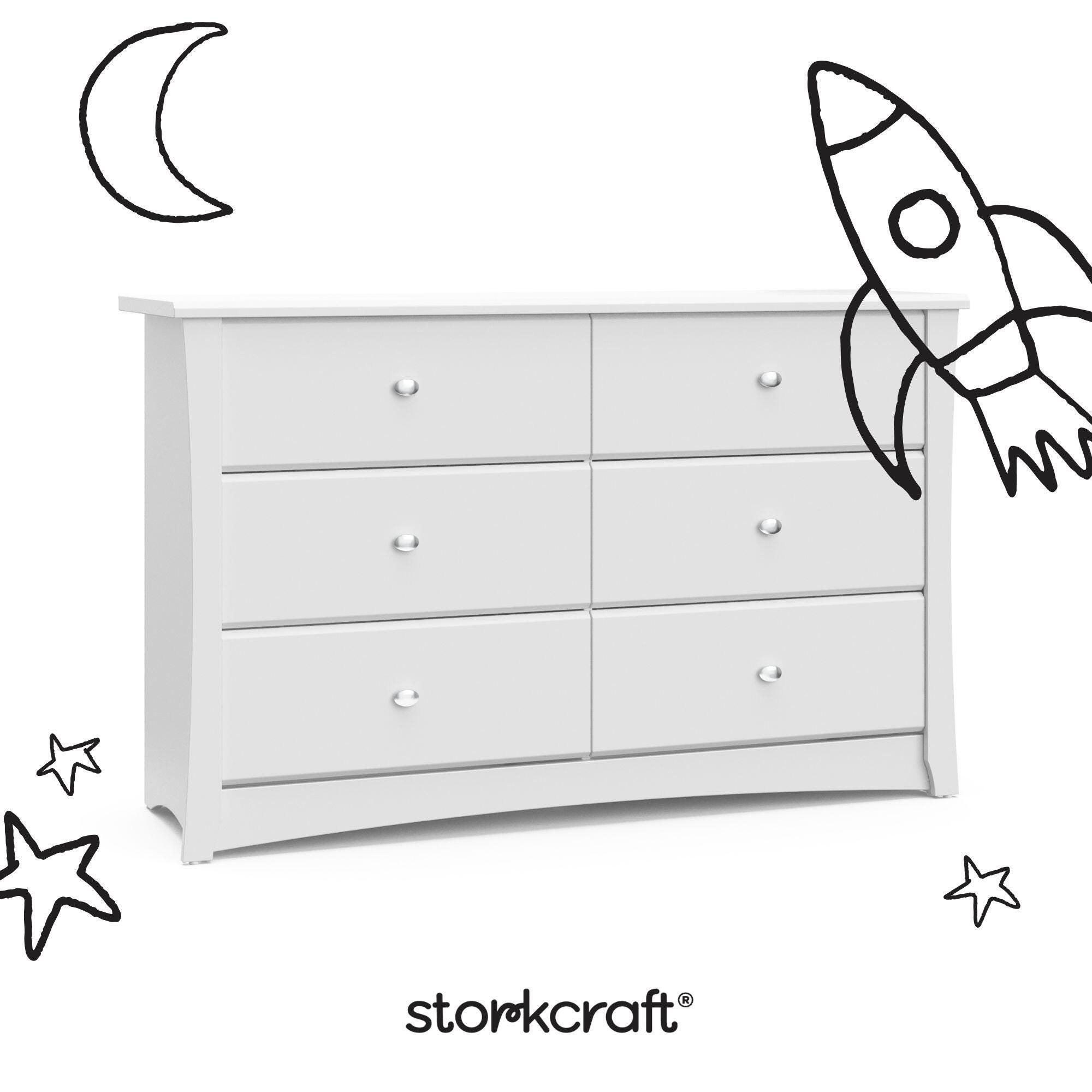 Storkcraft Crescent 6 Drawer Double Dresser, White, large