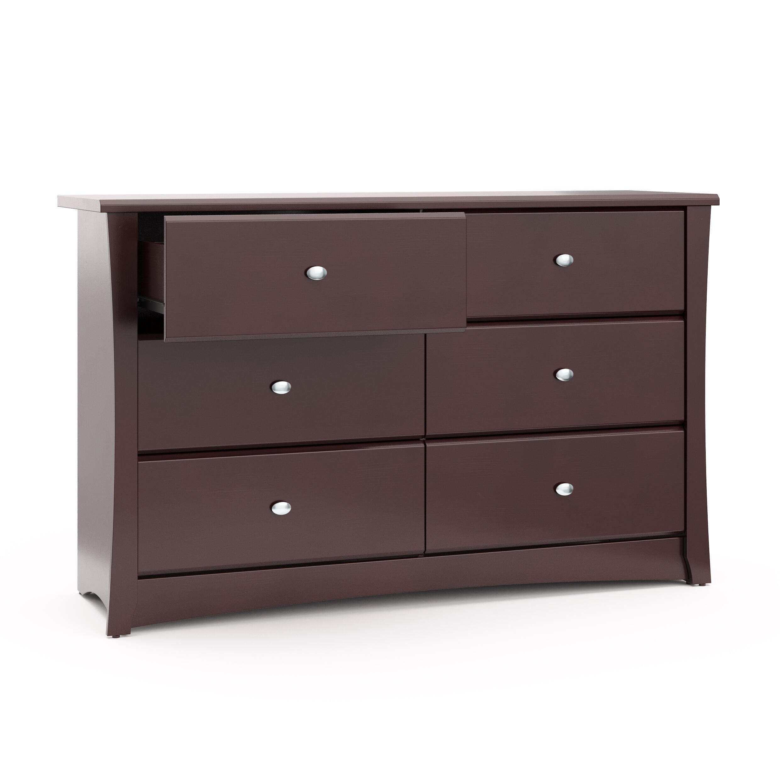 Storkcraft Crescent 6 Drawer Double Dresser, Espresso, large
