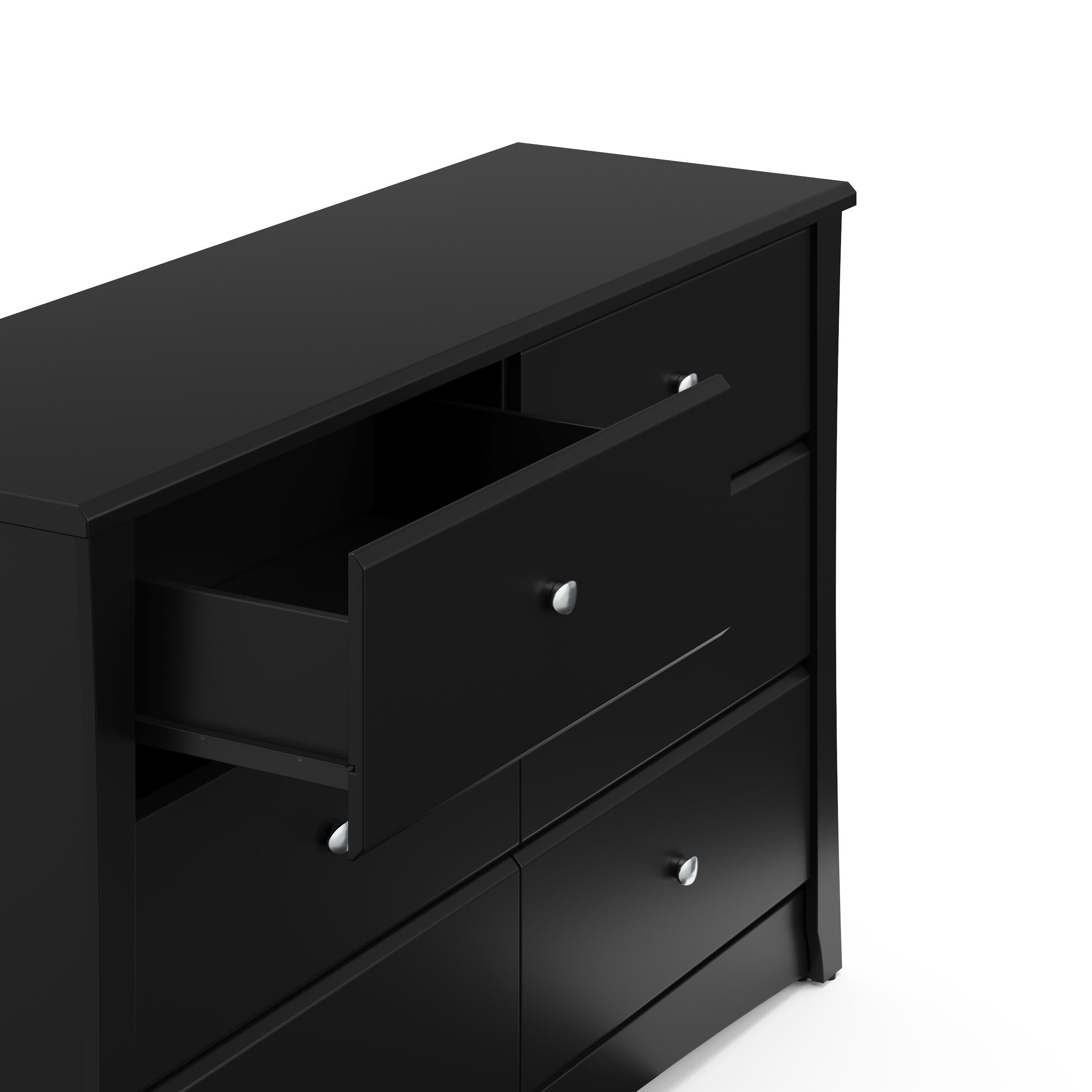 Storkcraft Crescent 6 Drawer Double Dresser, Black, large