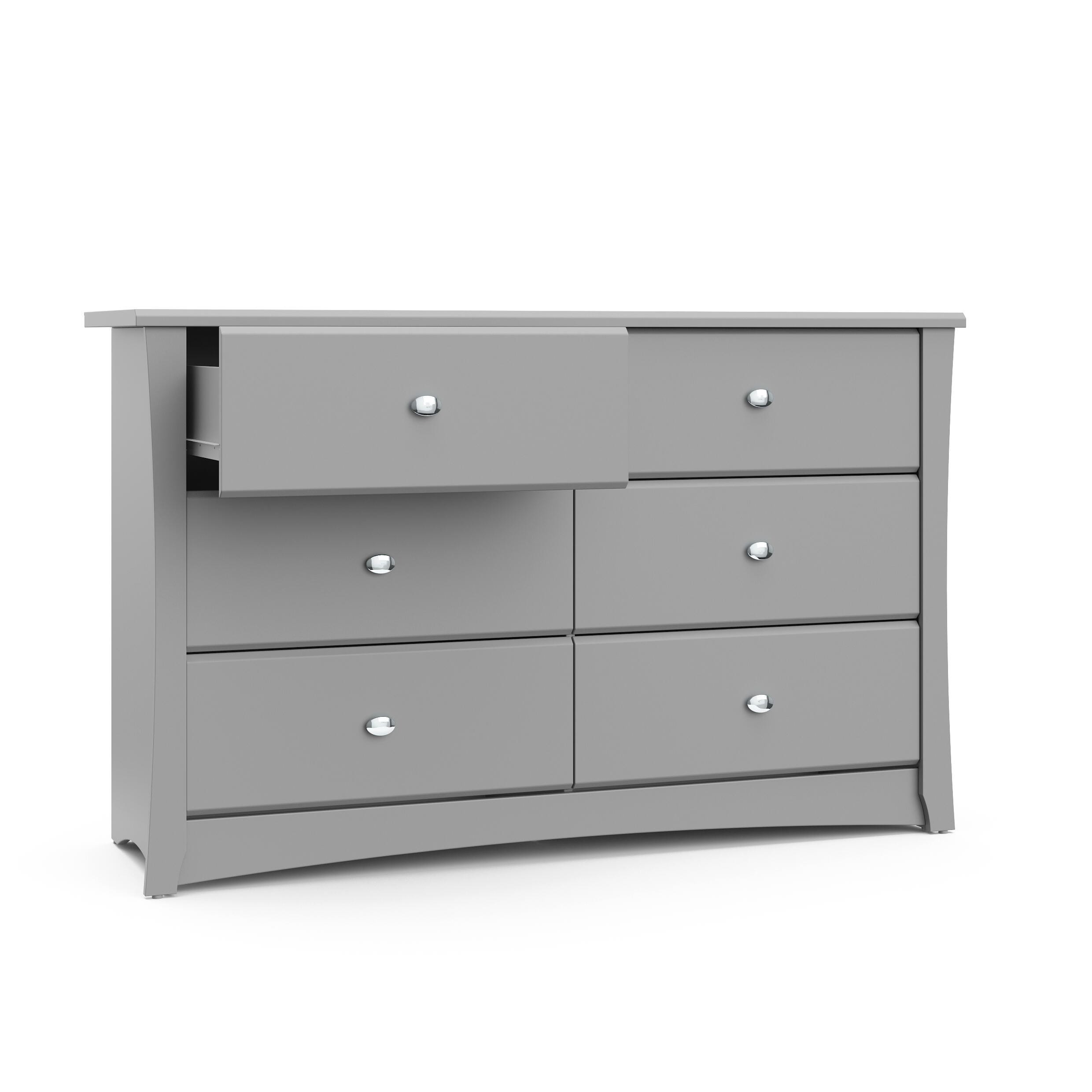 Storkcraft Crescent 6 Drawer Double Dresser, Pebble Gray, large