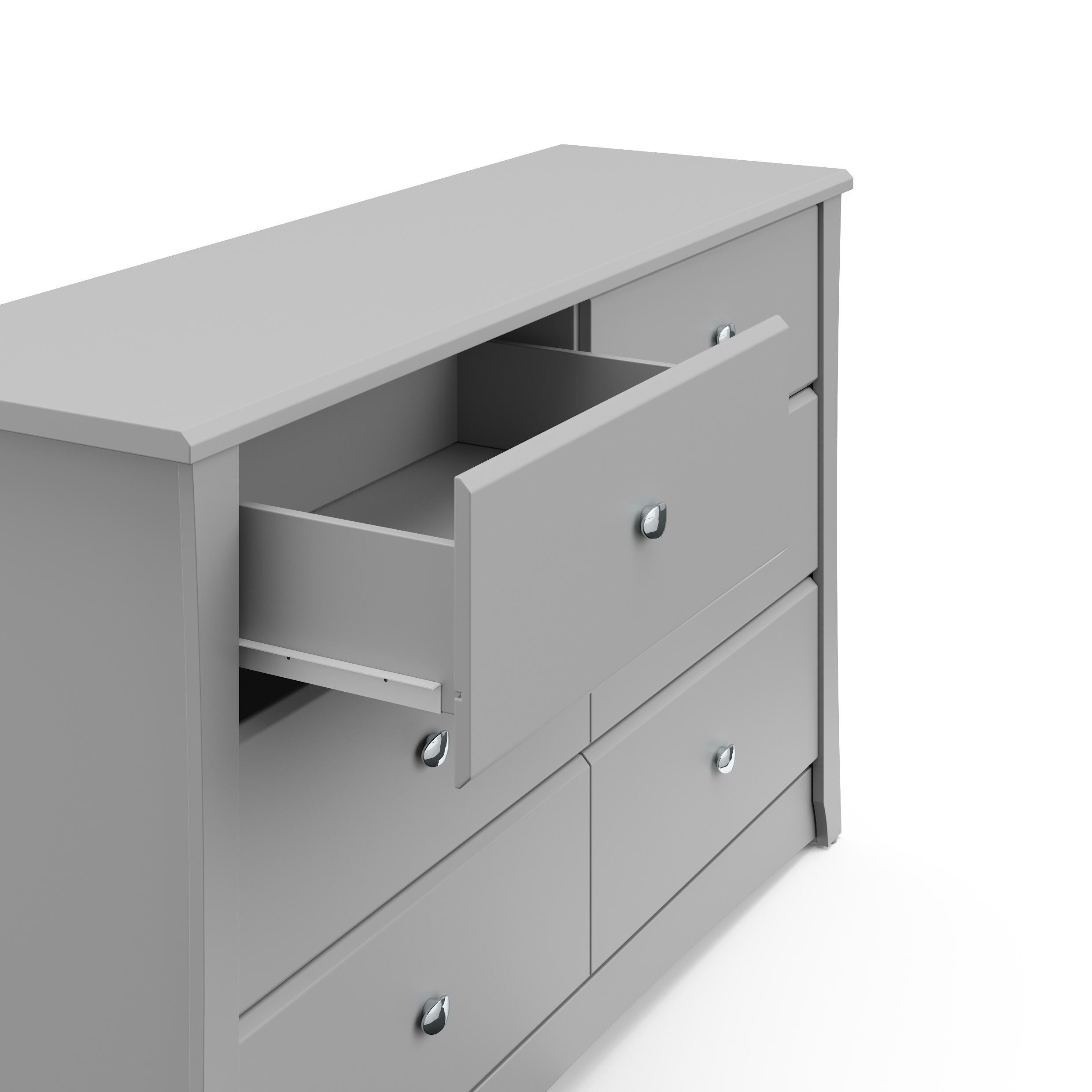 Storkcraft Crescent 6 Drawer Double Dresser, Pebble Gray, large