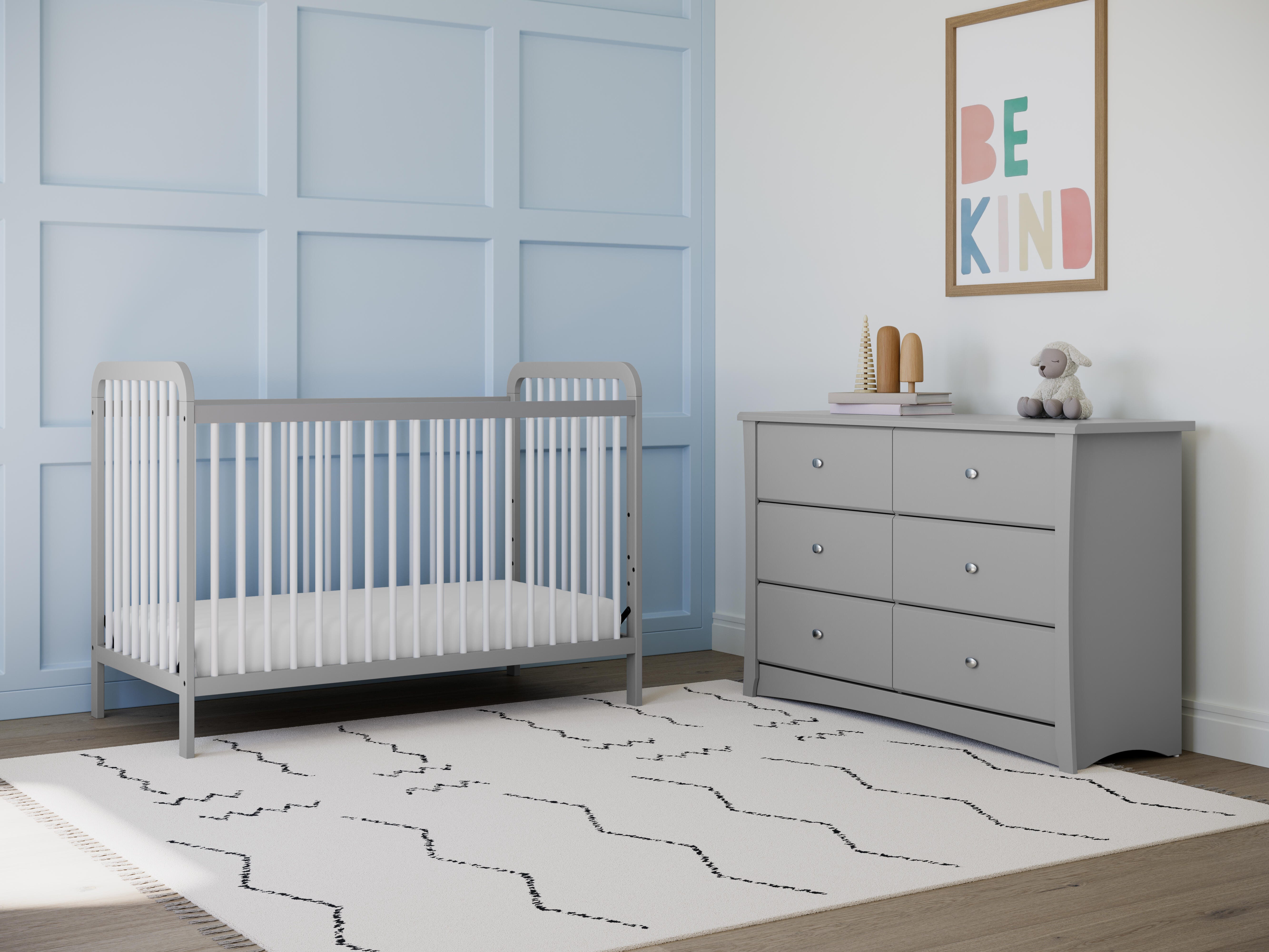 Storkcraft Crescent 6 Drawer Double Dresser, Pebble Gray, large