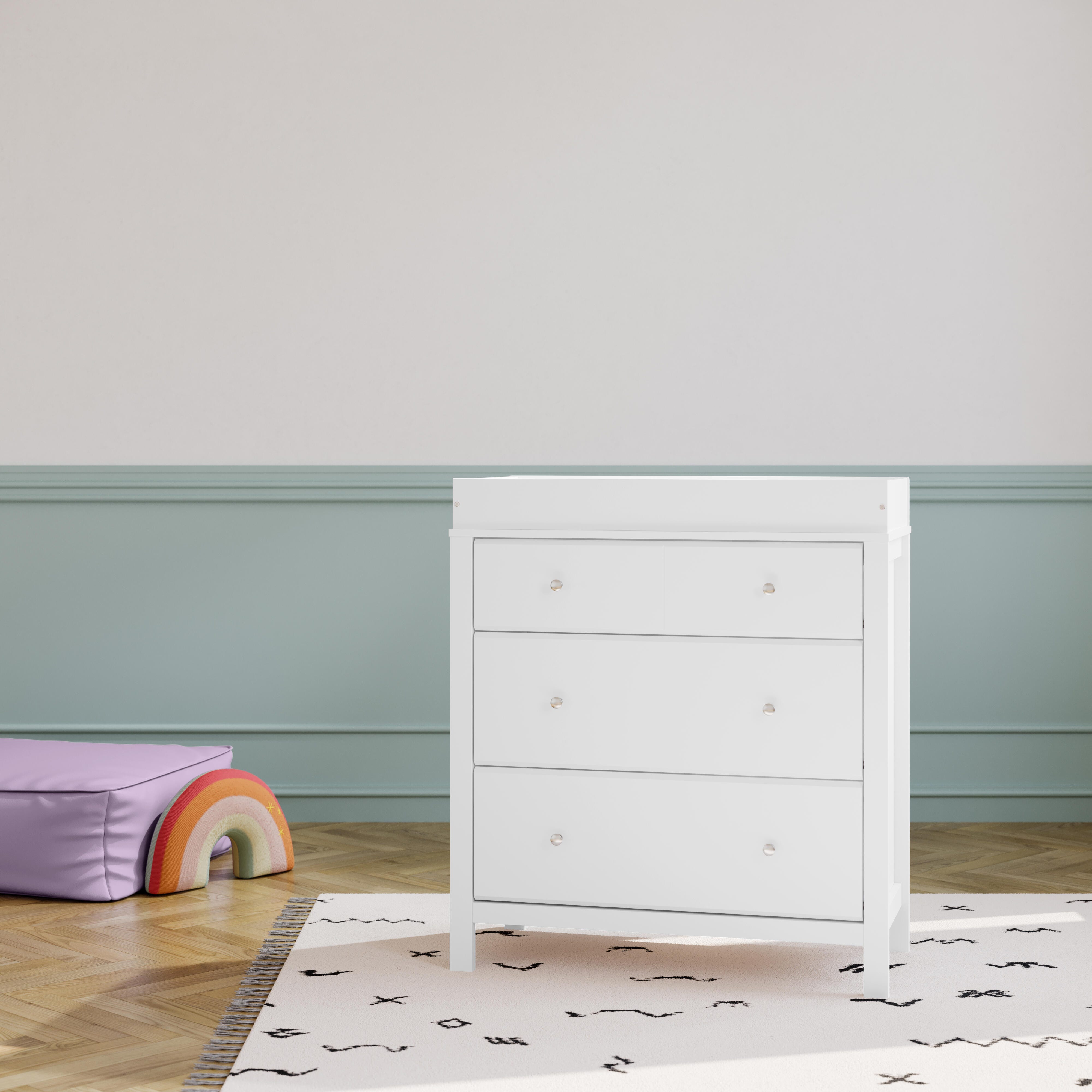 Storkcraft Horizon 3 Drawer Chest with Changing Topper, White, large